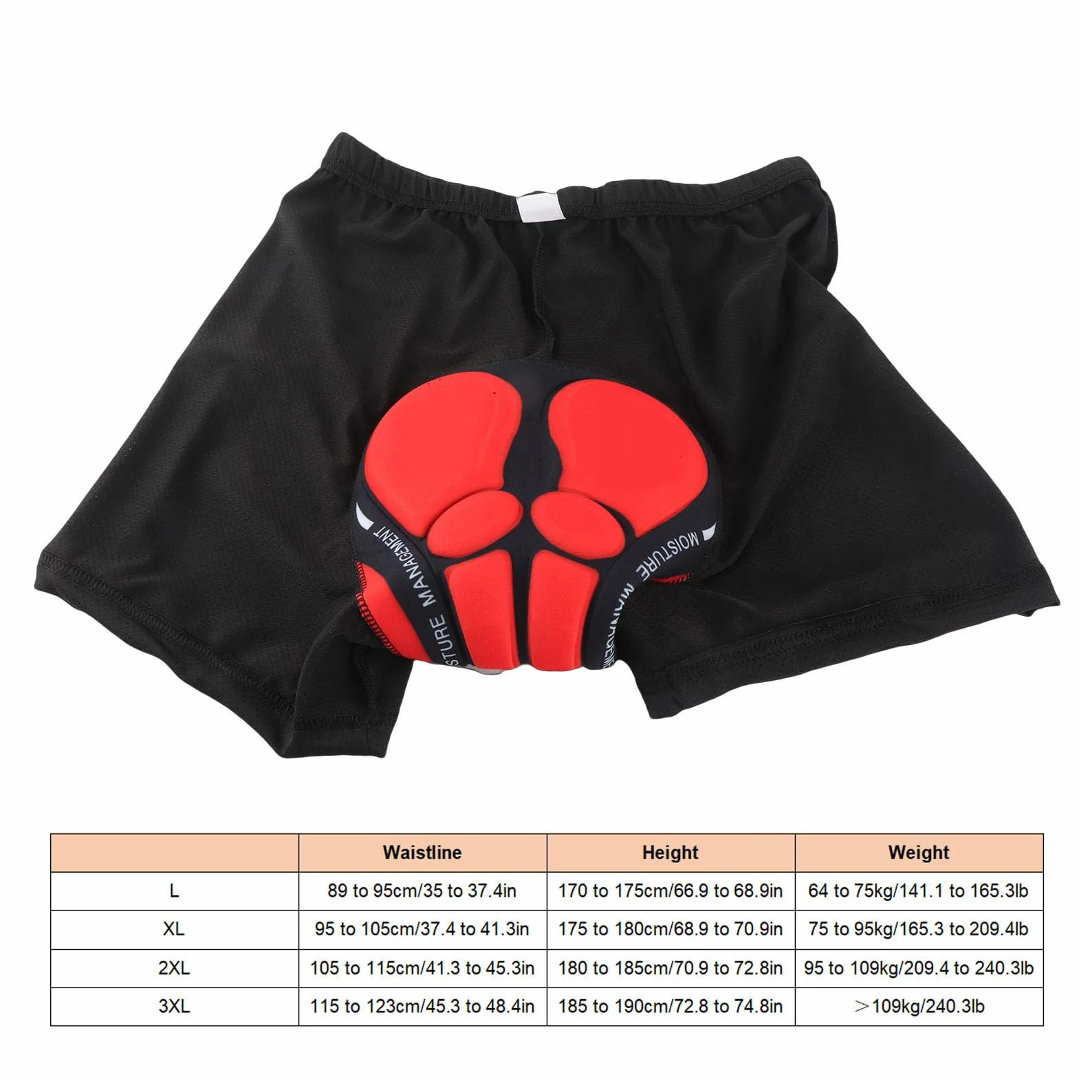Tbest Spodenki rowerowe, bielizna rowerowa, bielizna rowerowa 3D, wyściełana, silikonowa, oddychające, szybkoschnące, do roweru górskiego, dla mężczyzn i kobiet, czarne