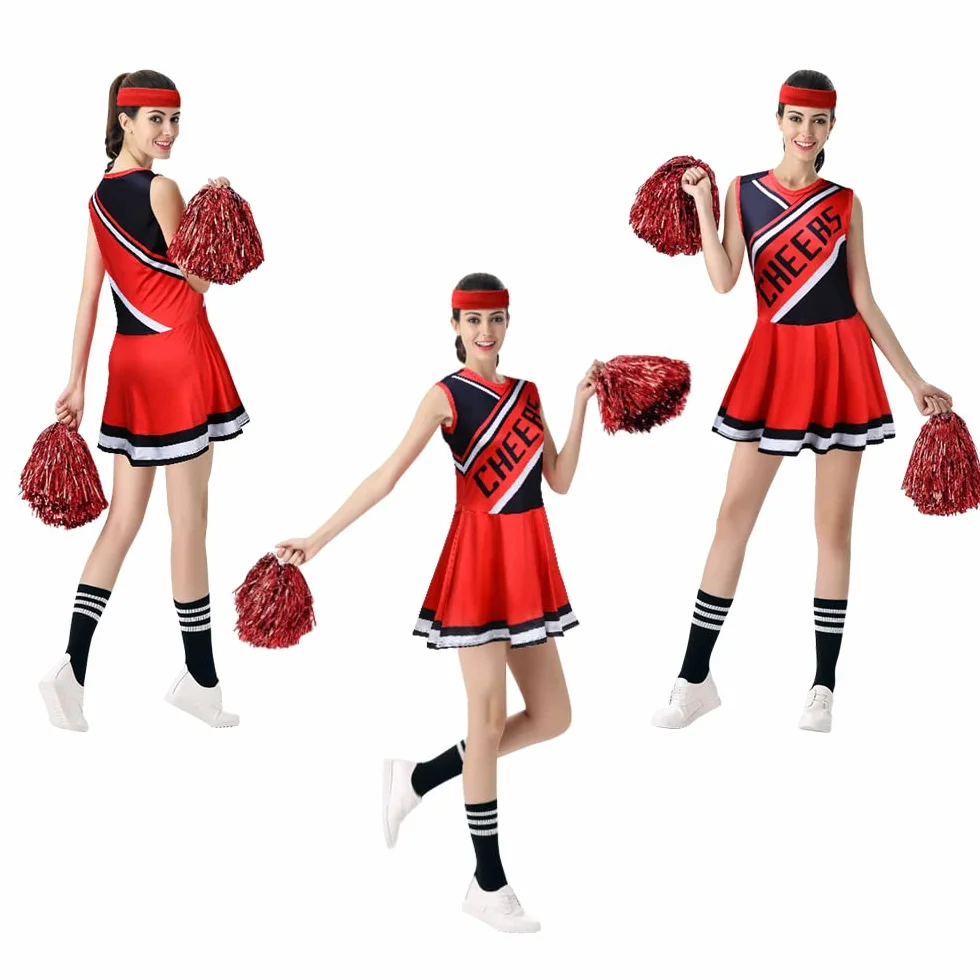 AOMIG Damski kostium cheerleaderki, dla dziewcząt, szkoła, muzyczna impreza, Halloween, kostiumy cheerleaderki, kostium dla dorosłych