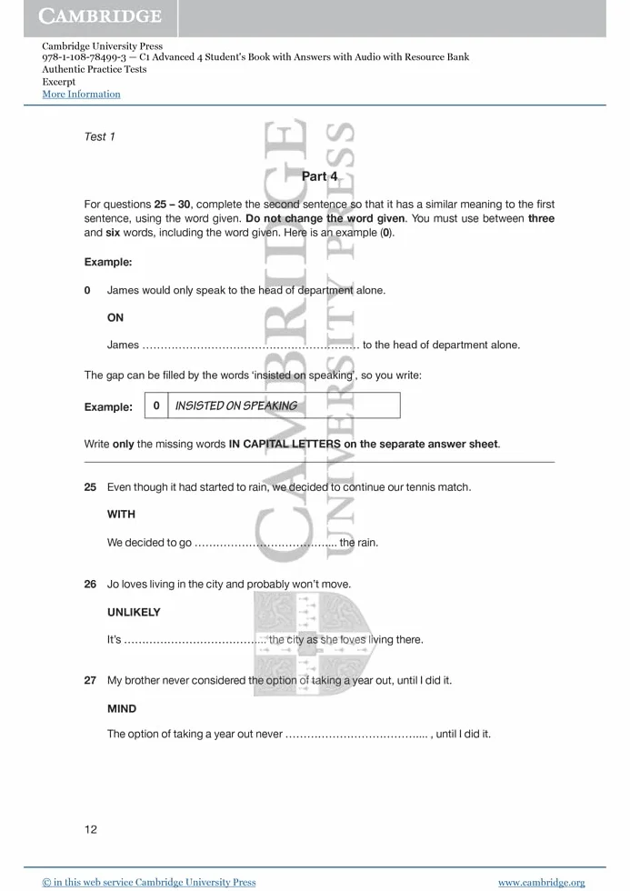 C1 Advanced 4 Student's Book with Answers with Audio with Resource Bank: Authentic Practice Tests
