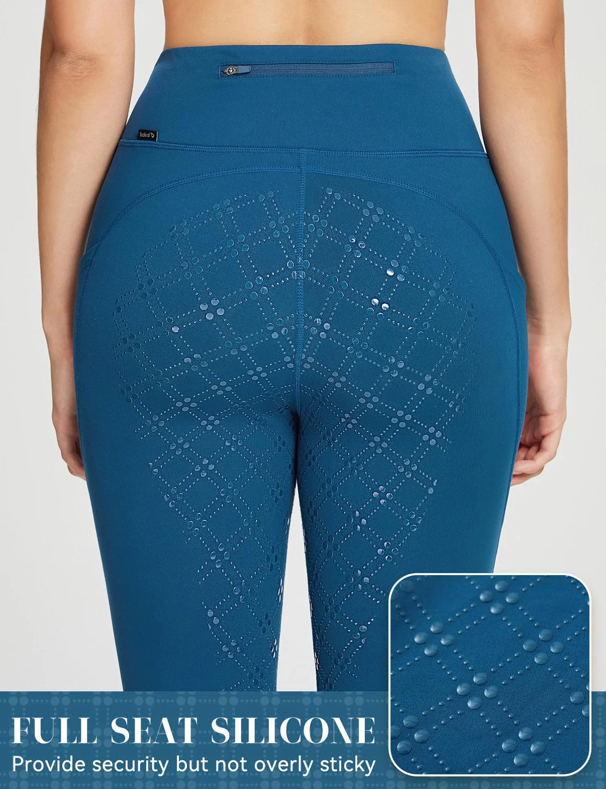 BALEAF Damskie legginsy do jazdy konnej z podszewką polarową bryczesy z pełnym siedzeniem termiczne rajstopy jeździeckie końskie legginsy z kieszeniami