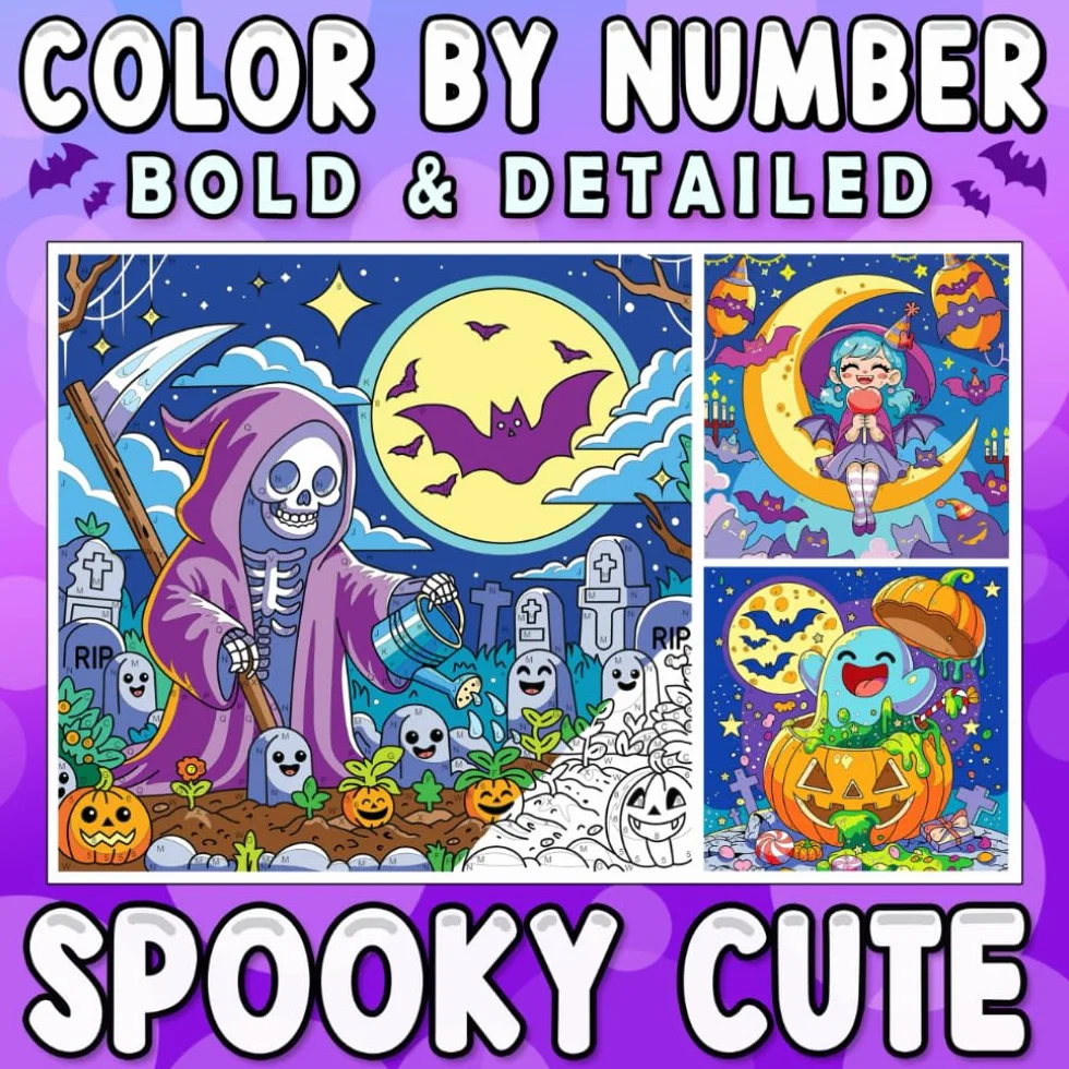 Color By Number Bold & Detailed Spooky Cute: A Creepy-Cute Coloring Adventure for Fans of All Things Eerie and Adorable