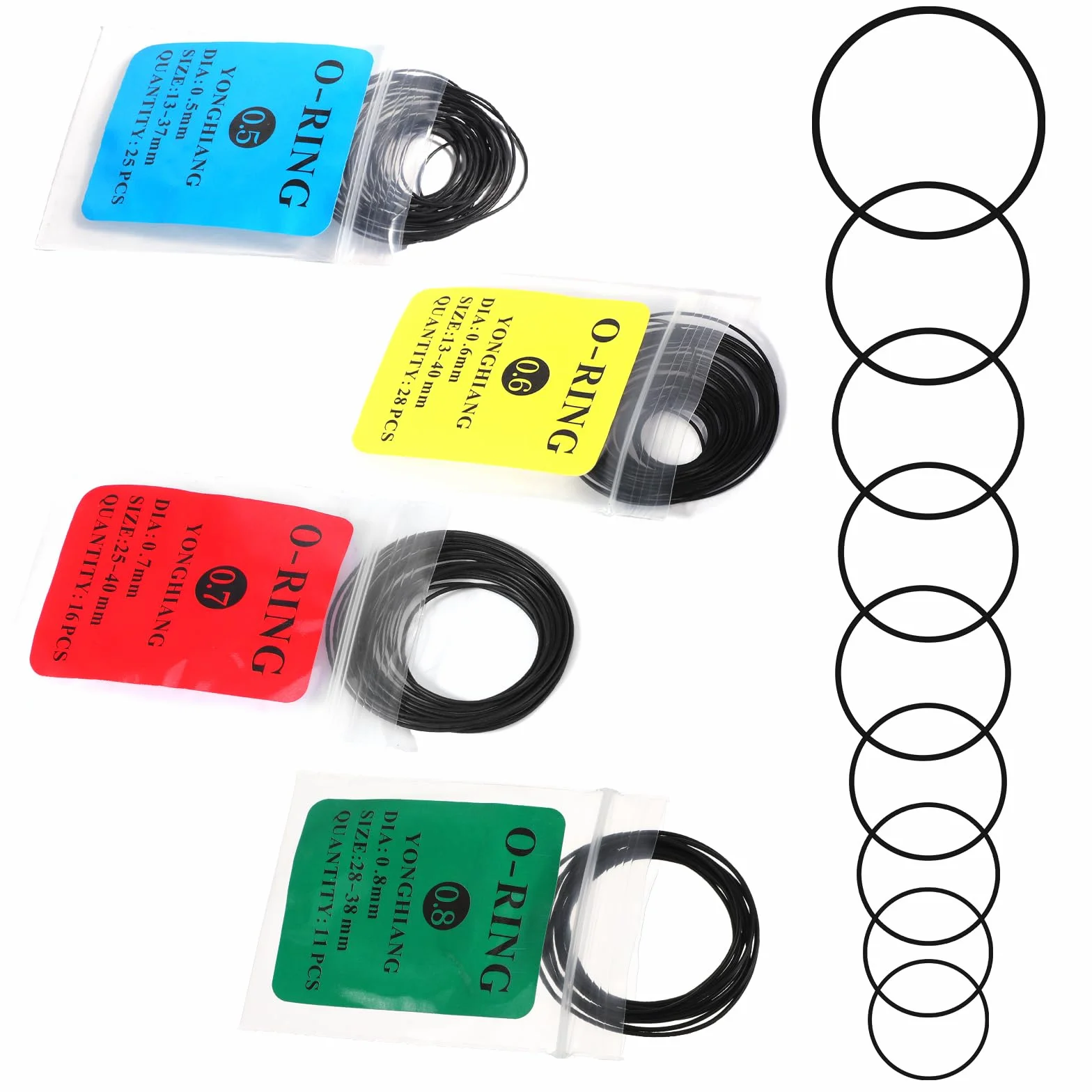 80 sztuk uszczelek do zegarka, 0,5 / 0,6 / 0,7 / 0,8 mm, wodoszczelny tył zegarka, zestaw uszczelek gumowych, elastyczny pierścień uszczelniający z gumy do naprawy zegarków, akcesoria