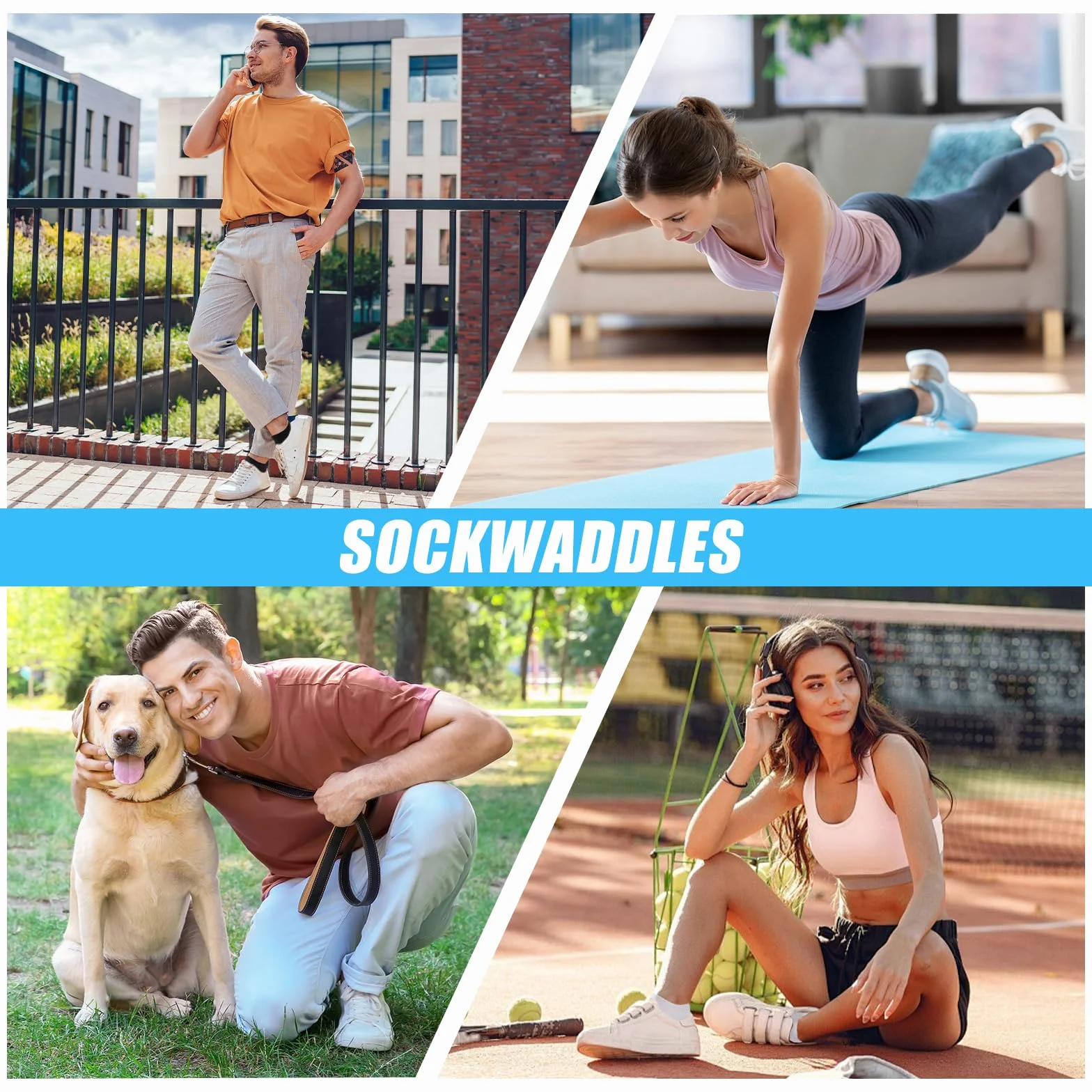 SockWaddles 10 Par Sportowe Skarpety Męskie Damskie, Oddychające Bezszwowe Krótkie, Bawełniane Skarpety do Kostki na co Dzień & Casual