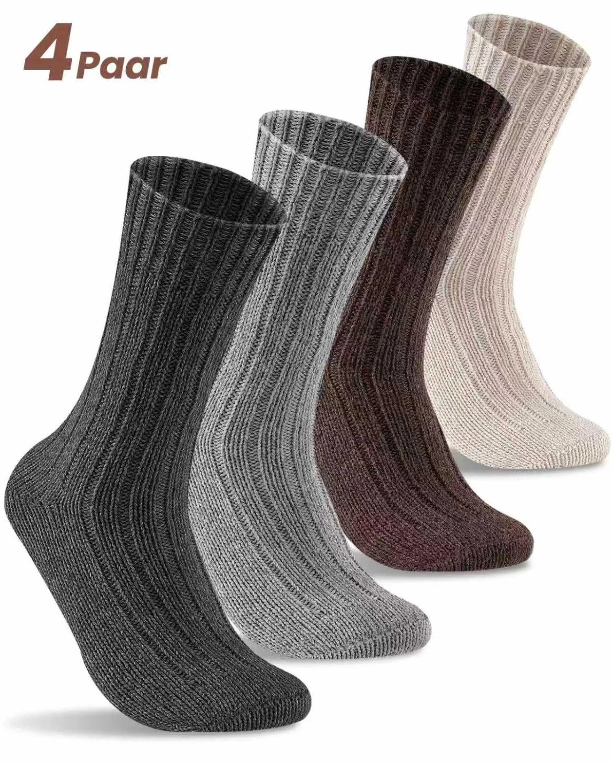 SockWaddles–4 Pary Skarpetek z Alpaki, Uniwersalne, Przepuszczalne, Ciepłe i Grube, Ekstremalnie Ciepłe Skarpetki Zimowe, z Alpaką Wełną,Rozmiar 39-42 43-46