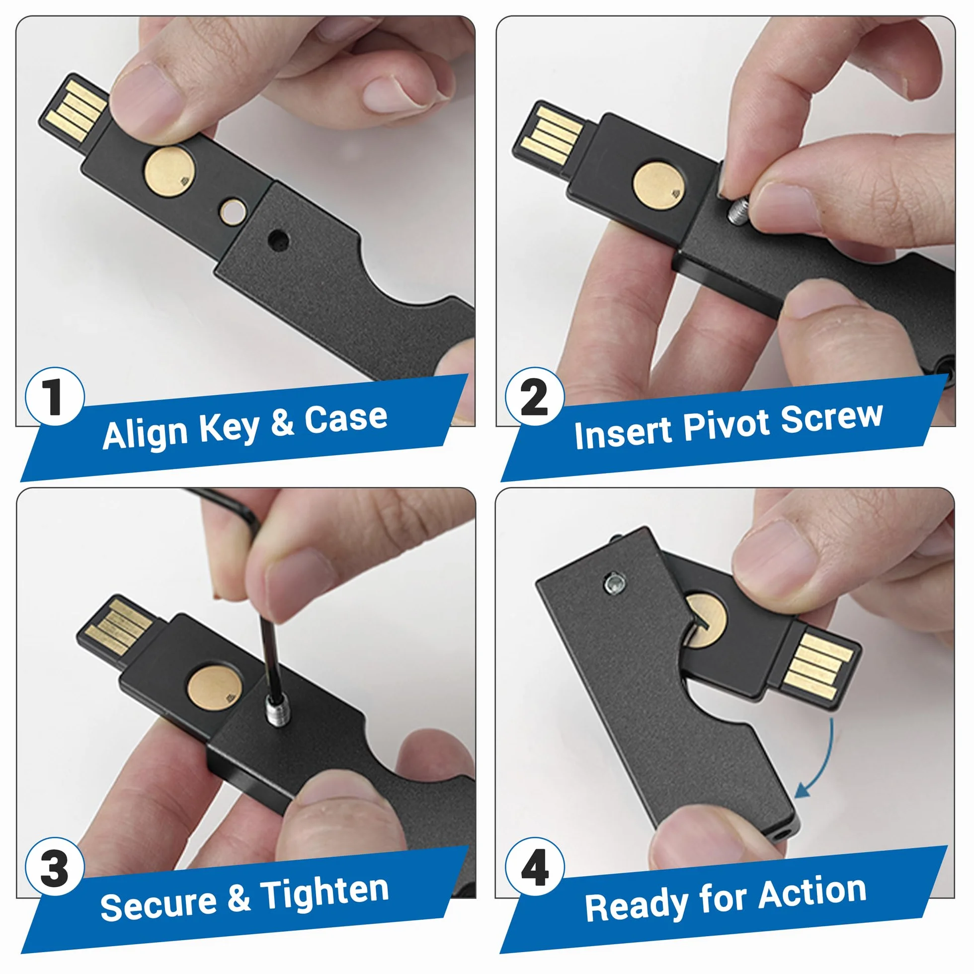 sciuU Metalowa składana obrotowa osłona kompatybilna z kluczem bezpieczeństwa Yubico NFC/YubiKey 5 NFC / 5 NFC FIPS, złącze USB-A - odporna na zarysowania ochronna obudowa ze stopu aluminium - klucz