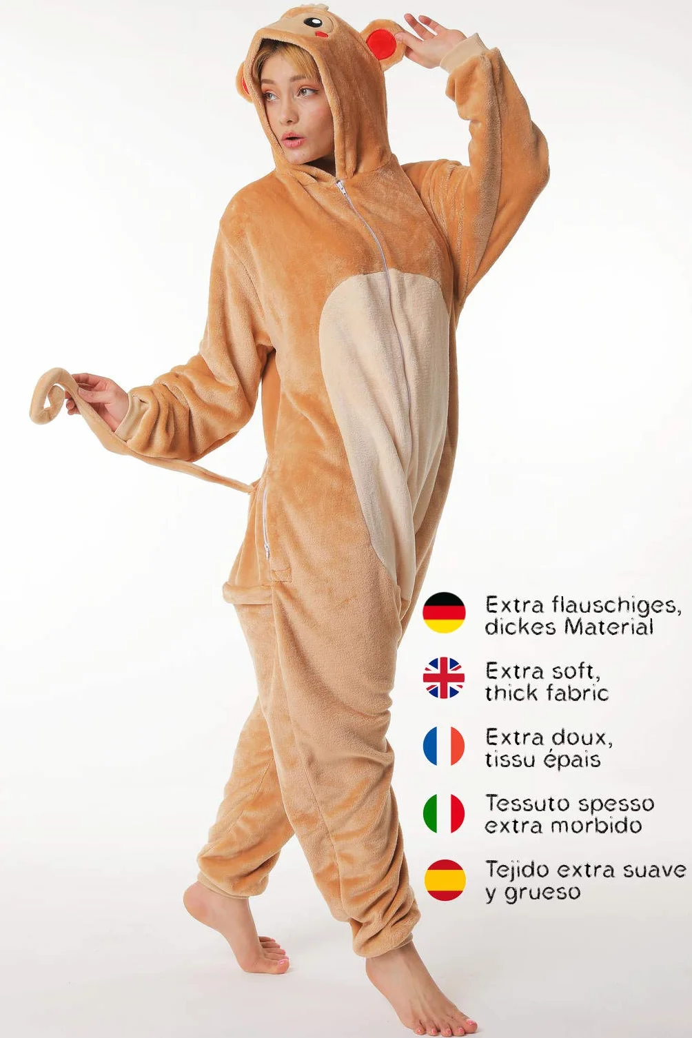 corimori 1852 (10+ wzorów) jednoczęściowy kombinezon zimowy z kapturem Kigurumi dorośli