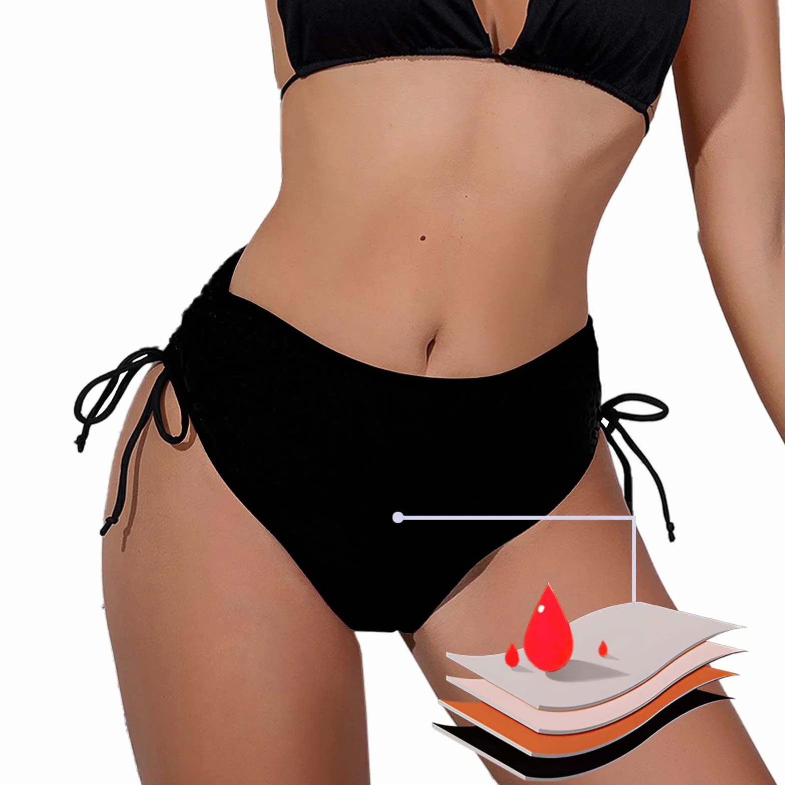 Spodnie menstruacyjne dla kobiet, do pływania, z wysokim stanem, 4-warstwowe, szczelne, bikini menstruacyjne, stroje kąpielowe dla dziewcząt, nastolatków, super chłonne, szybkoschnące szorty