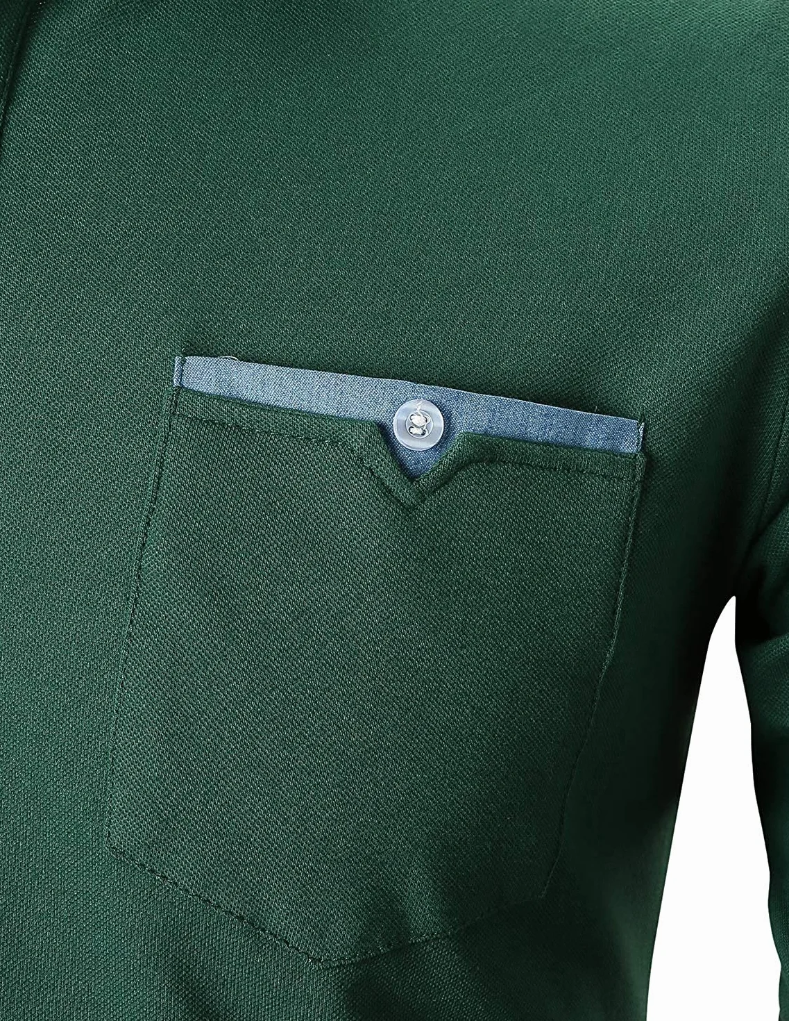Męska koszulka polo z długim rękawem, Basic, denim, do szycia, casual, bawełniana, do golfa, tenisa, koszulki polo, zielony, L