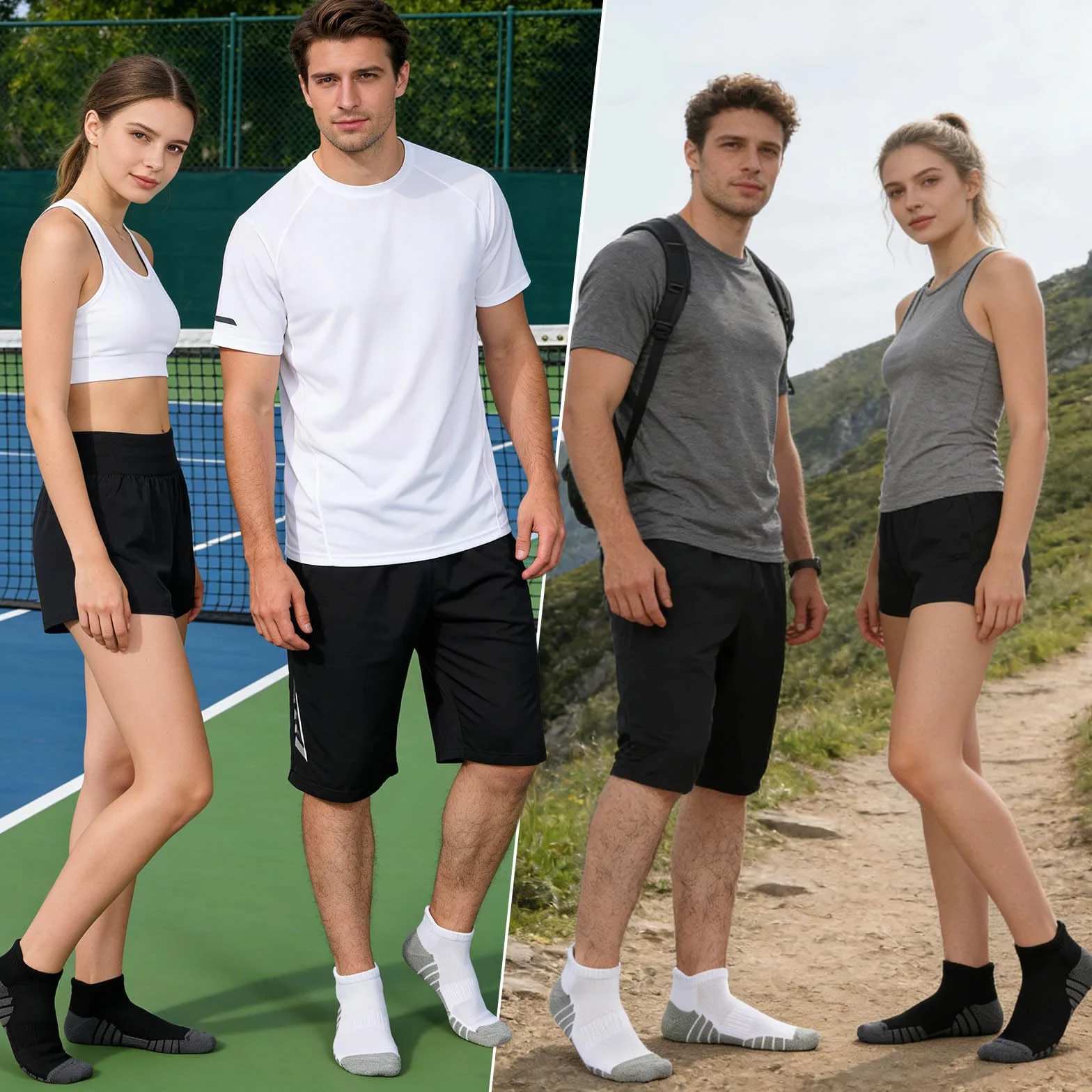 Blu Ninfee Bambusowe skarpety do sneakersów, męskie, rozm. 43-46, 39-42, oddychające, krótkie, sportowe skarpety z wyściółką, zapobiegające zapachom, skarpety do biegania, skarpety do kostek, na lato