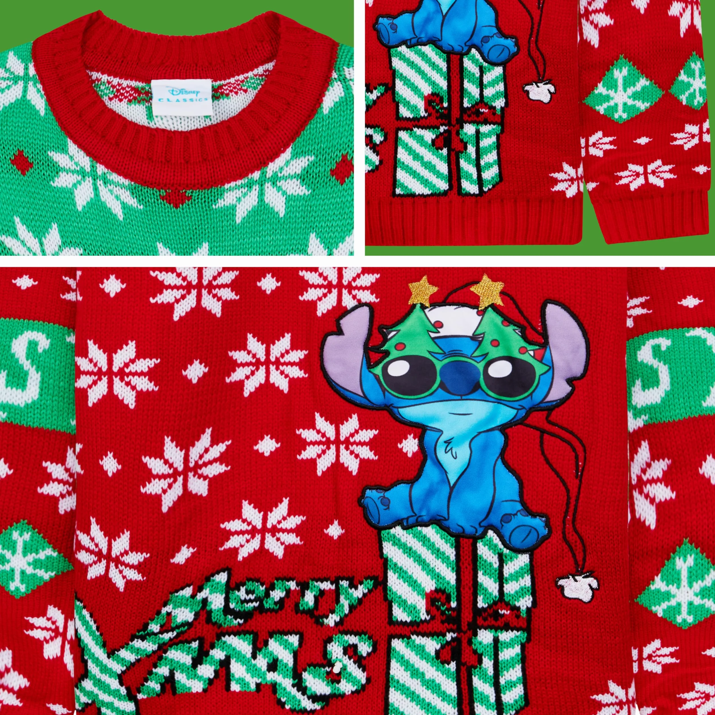Disney Stitch Christmas Jumper Kids Świąteczny Sweter dla Dzieci Oficjalne Prezenty Lilo i Stitch dla Dziewczynek 7-14 Lat