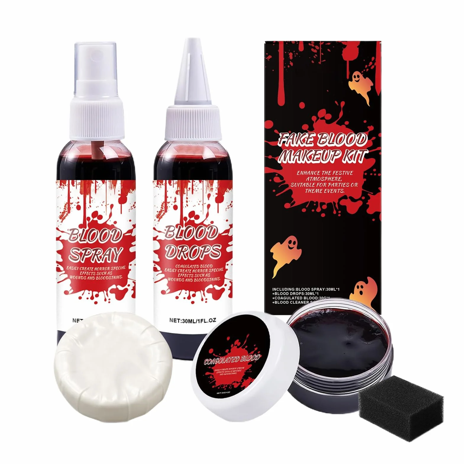 Fake Blood Makeup, Blood Spray, Realistic Texture Skin-Safe Fast Drying Long-Lasting, Washable Halloween Accessories for Cosplay, Party, Role, Play, Stage, Performance