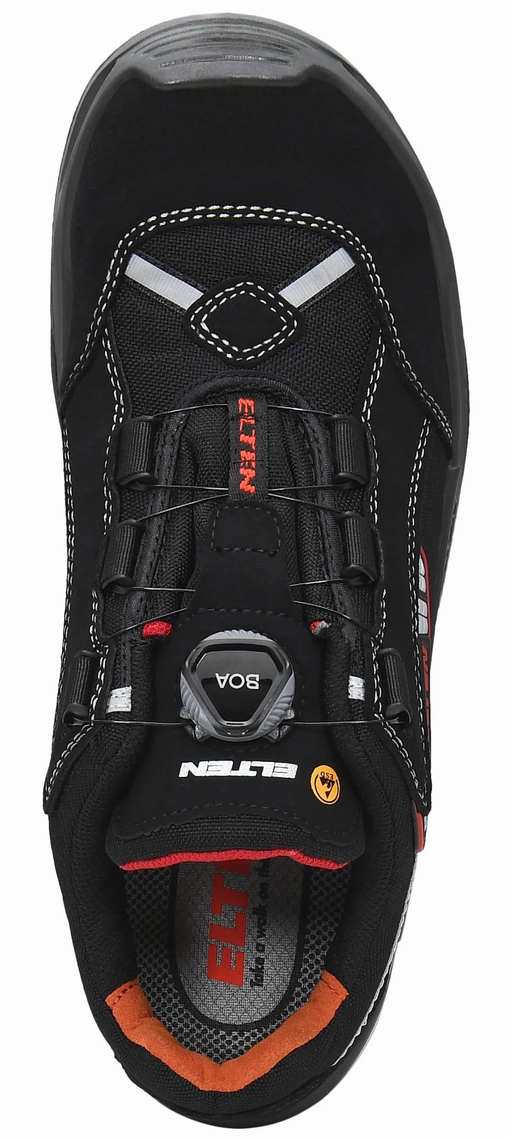 ELTEN SENEX BOA ESD S3 buty ochronne, męskie, tekstylne, aluminiowe noski (lżejsze niż stalowy nosek), lekkie, sportowe, czarne/czerwone, rozmiar: 47