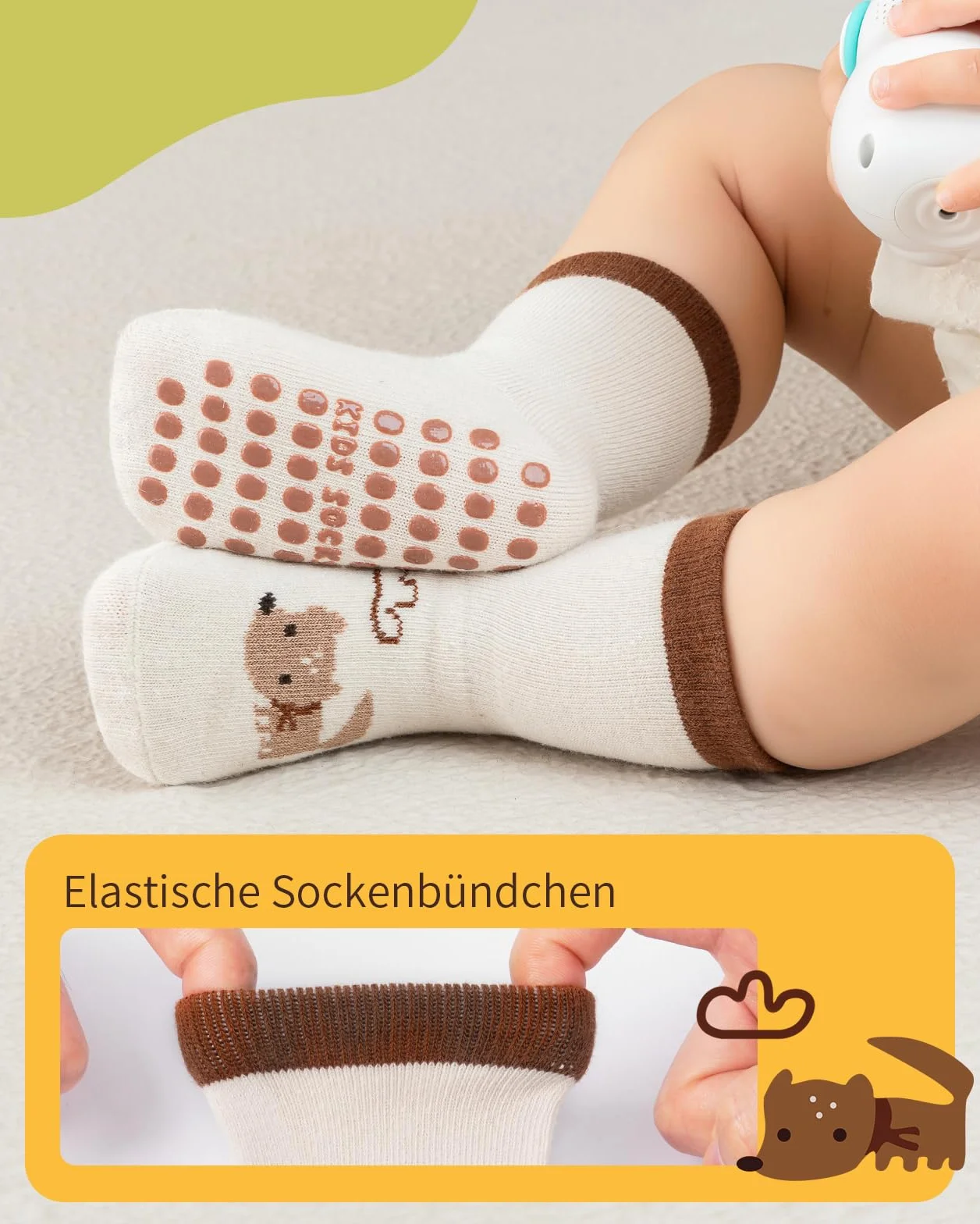 Kyopp 5/10 par skarpetek niemowlęcych ABS antypoślizgowe skarpety z motywami zwierzęcymi stoperami bawełna Crew Socks