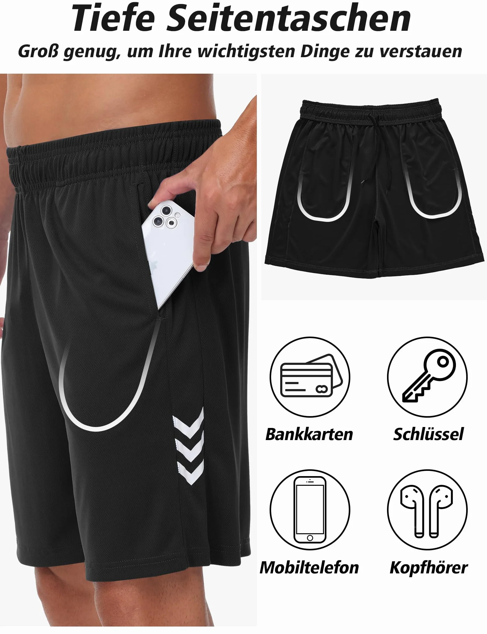 Kuzwafs 3-Pack Męskie spodenki Szorty treningowe sportowe spodenki szorty oddychające siłownia szybkoschnące spodnie z kieszeniami