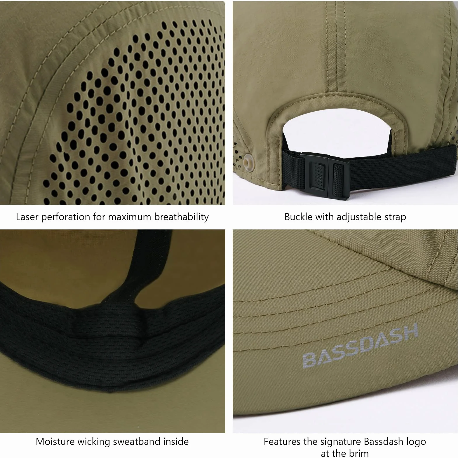 BASSDASH UPF 50+ składana czapka wędkarska czapka bejsbolówka ze zdejmowaną klapą na szyję przenośna dla mężczyzn kobiet golf piesze wycieczki