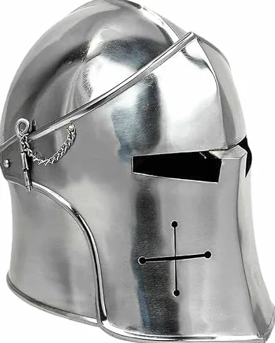 Knights Templar kask Barbuta, średniowieczna pancerz z wizjerem, ze szczotkowanej stali, rustykalny rekwizyt krzyżowca do kostiumów i dekoracji domu