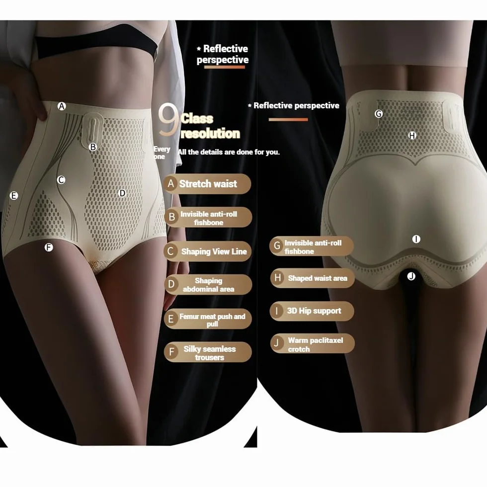 Generisch Baicloud Ice Silk Ion Fiber Repair Shaping Shorts szorty z wysokim stanem, ujędrniające brzuch i biodra, szorty dla kobiet