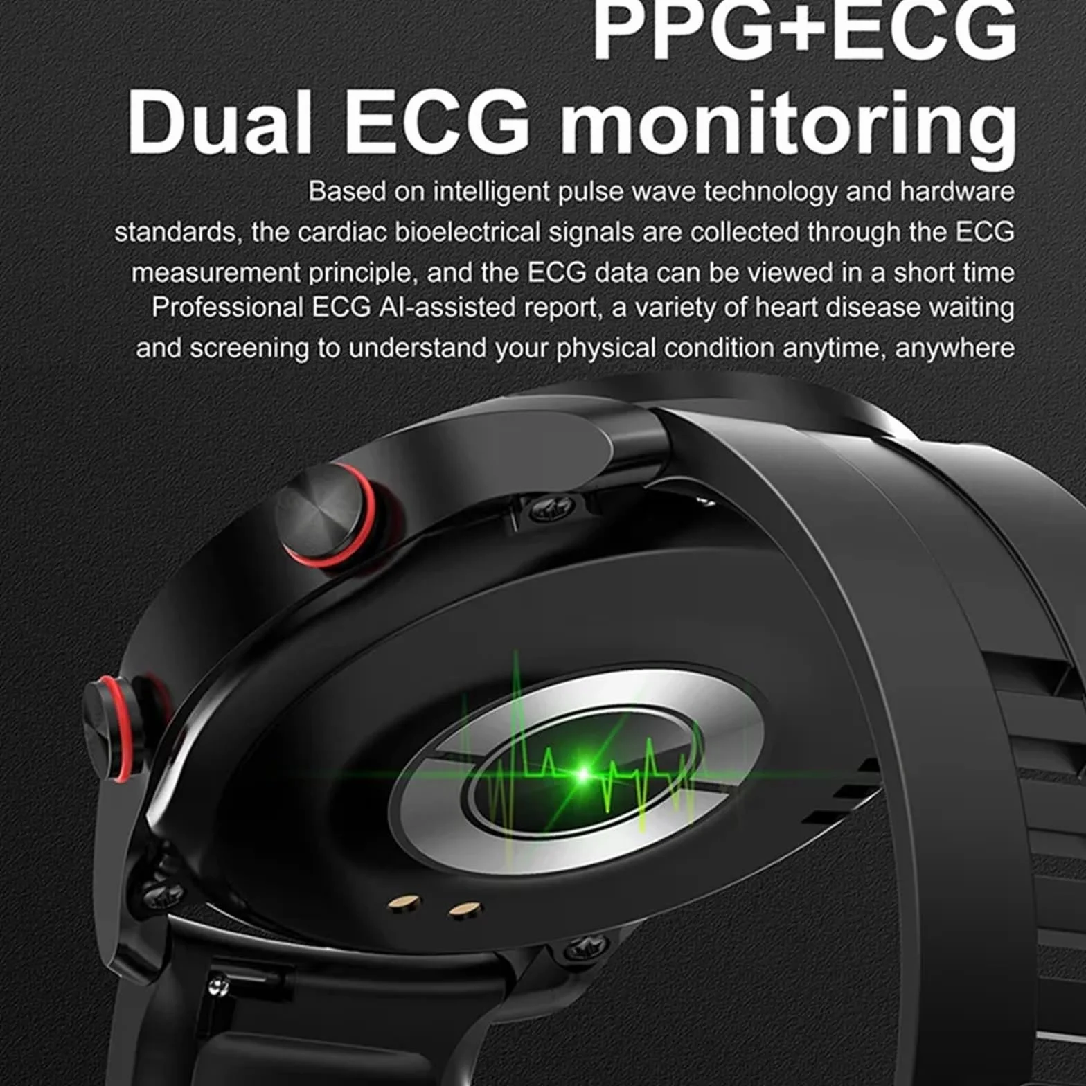 EKG + PPG Inteligentny Zegarek Bluetooth Call Męski W Pełni Dotykowy Zegarek Sportowy Monitor Zdrowia Męski Smartwatch Wodoodporny Dla Androida IOS (Color : Silver silicone band)