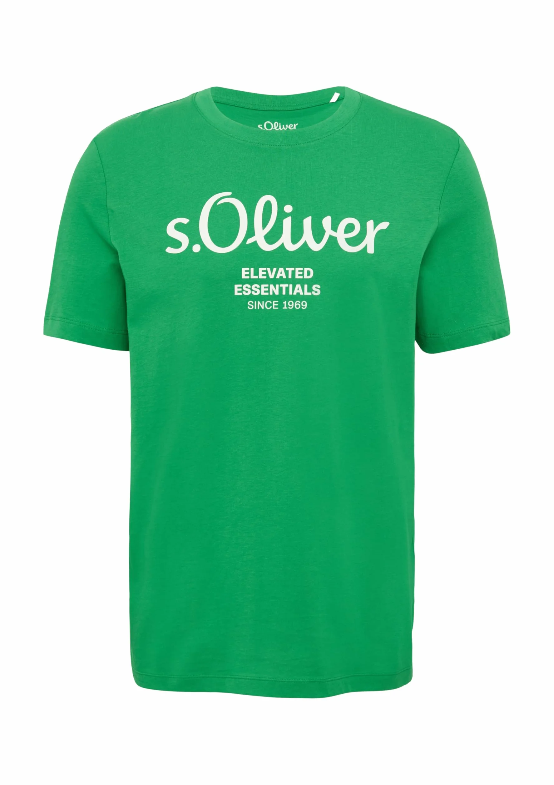 Bawełniany t-shirt z nadrukiem logo, zielony, XXL