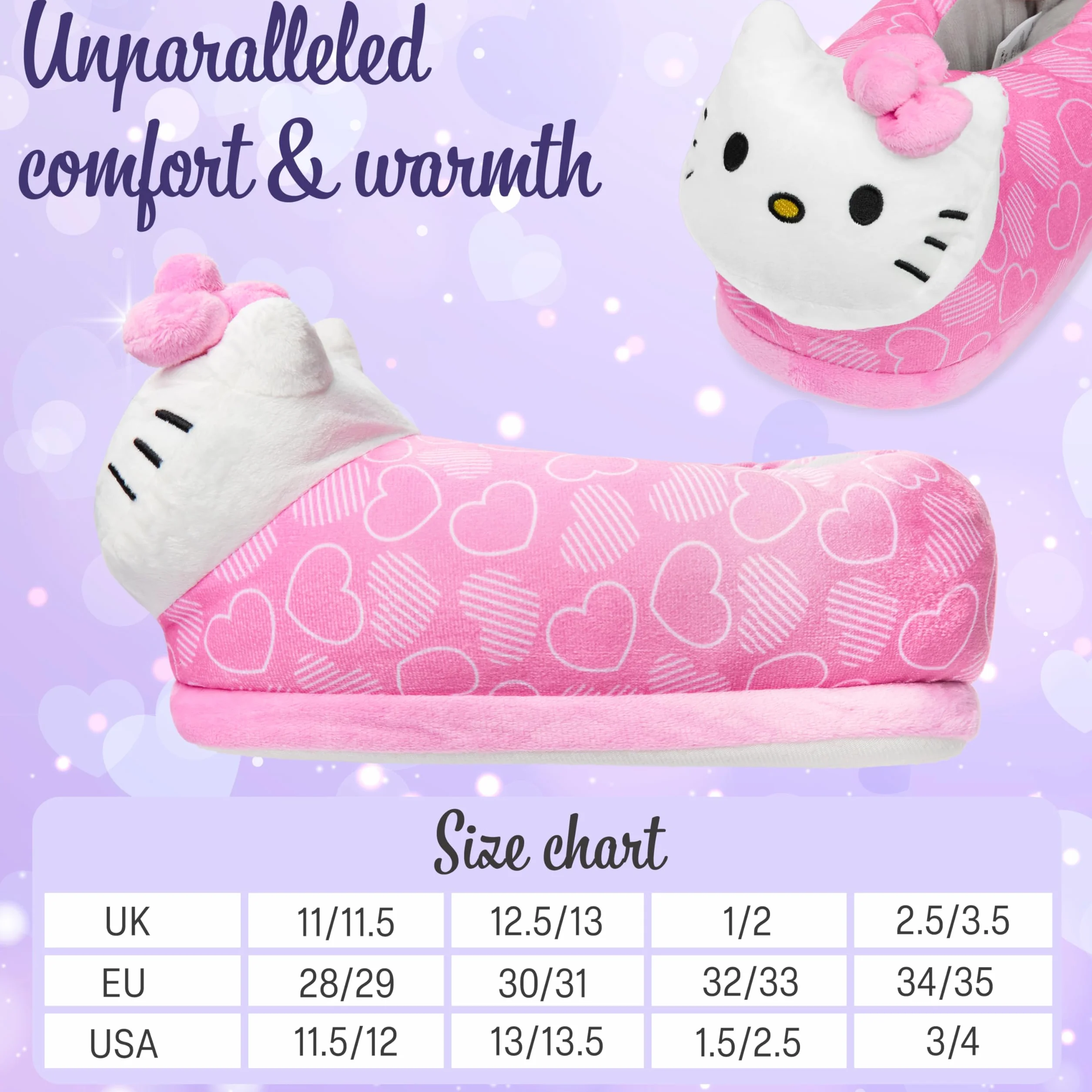 Hello Kitty 3D kapcie dziecięce, antypoślizgowe kapcie domowe - prezent dla dziewczynki