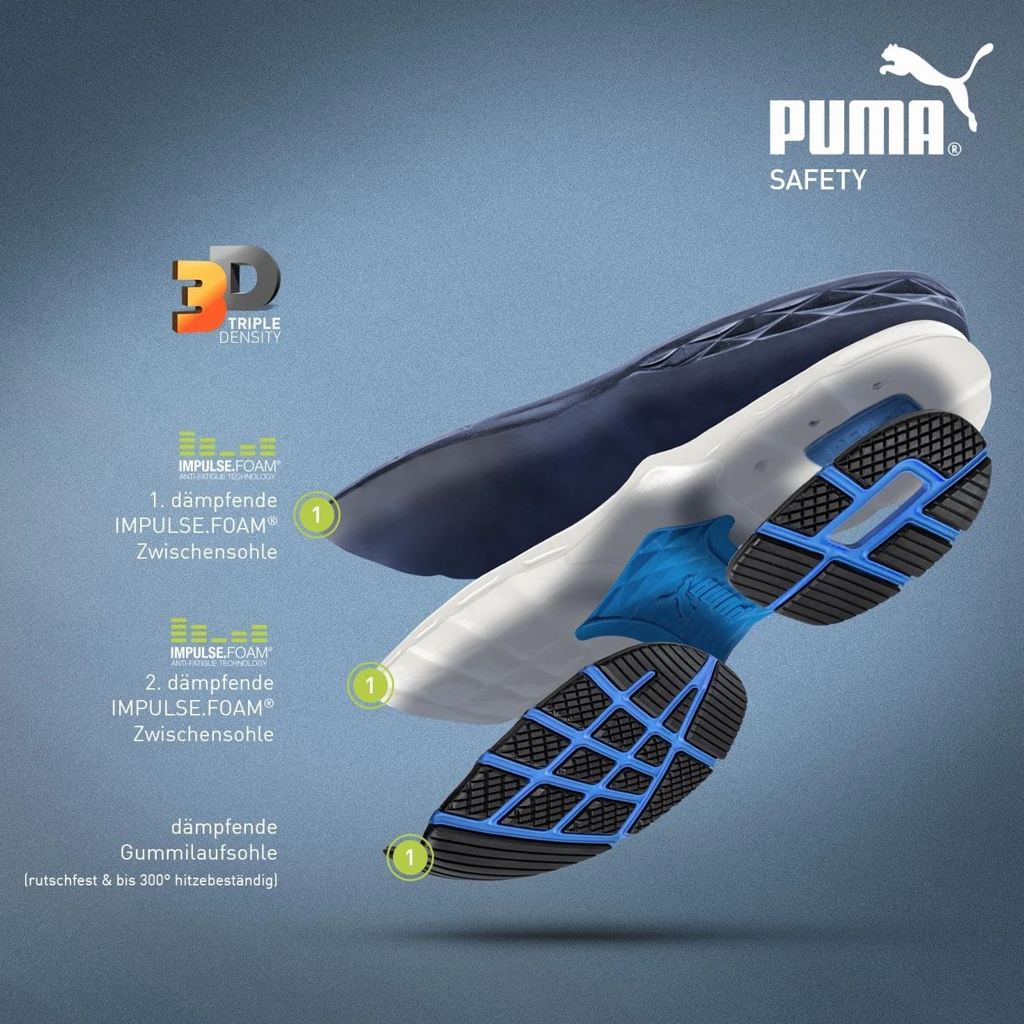PUMA Safety Velocity 2.0 Blue Low buty robocze, buty ochronne, S1P SRC, czapka z włókna szklanego dla mężczyzn