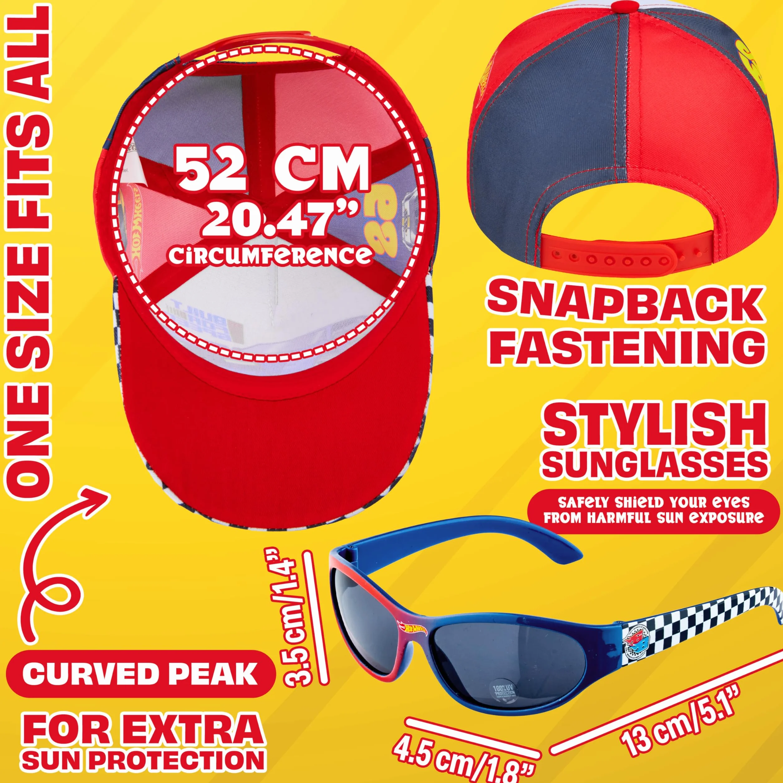 Get Trend Zestaw czapka baseballowa i okulary przeciwsłoneczne dla chłopców (wielokolorowe Hot Wheels)