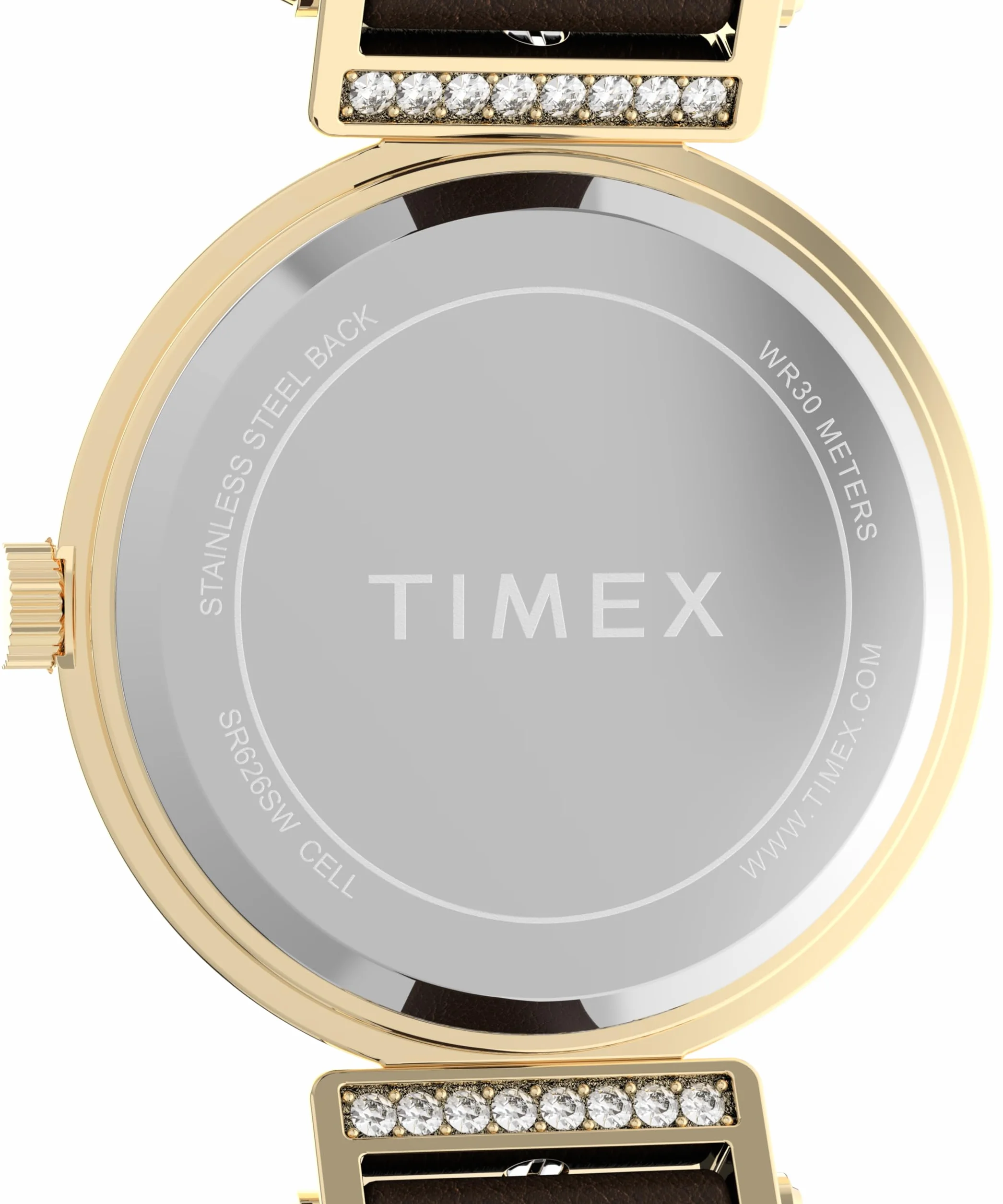 Timex Zegarek Damski Main Street 31 mm, Czarny Skórzany Pasek, Srebrna Tarcza, Złota Obudowa TW2W96400