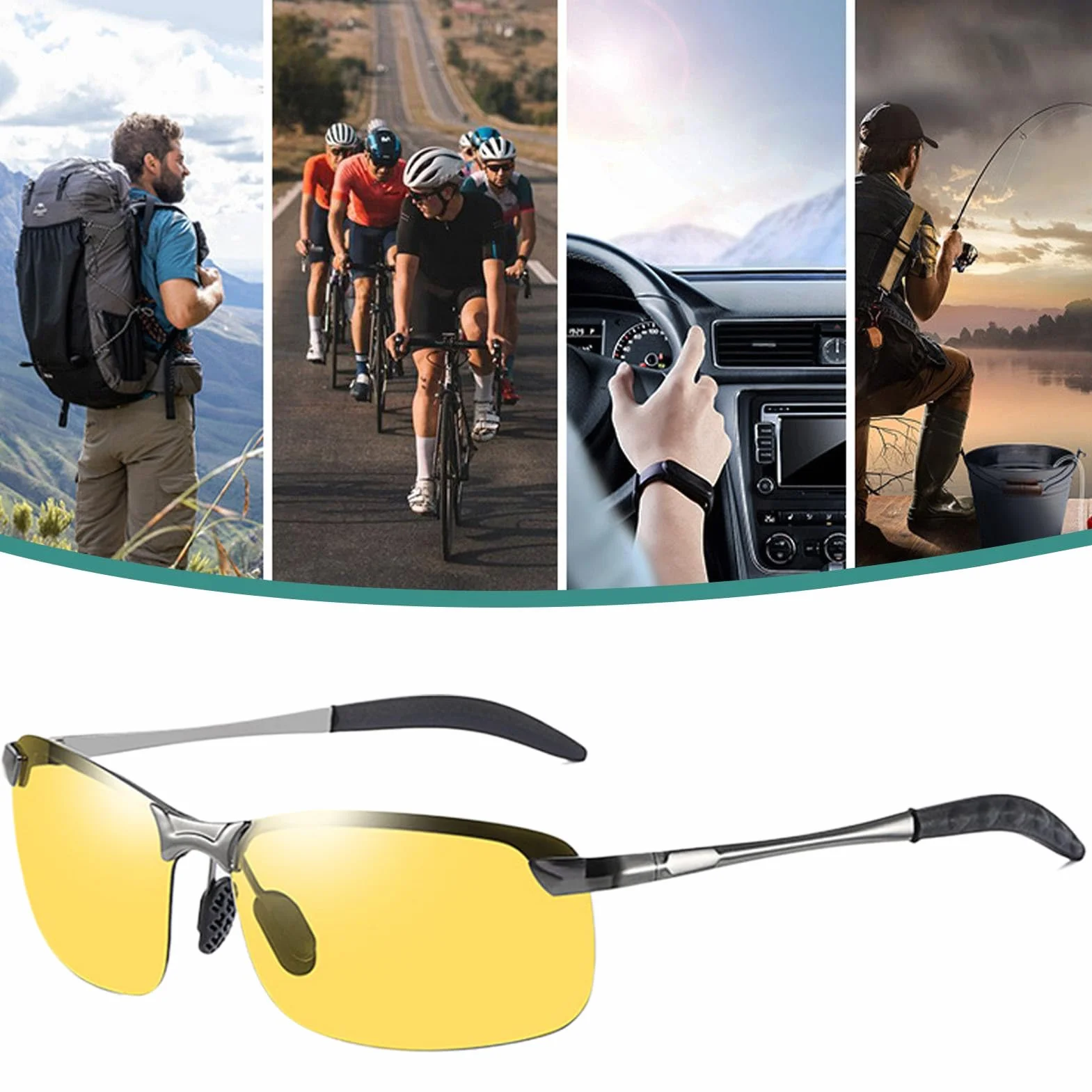 Fotochromowe okulary przeciwsłoneczne, fotochromowe okulary dla mężczyzn, antyodblaskowe, sprzęt rowerowy, akcesoria wędkarskie do jazdy na rowerze, wędrówek, jazdy