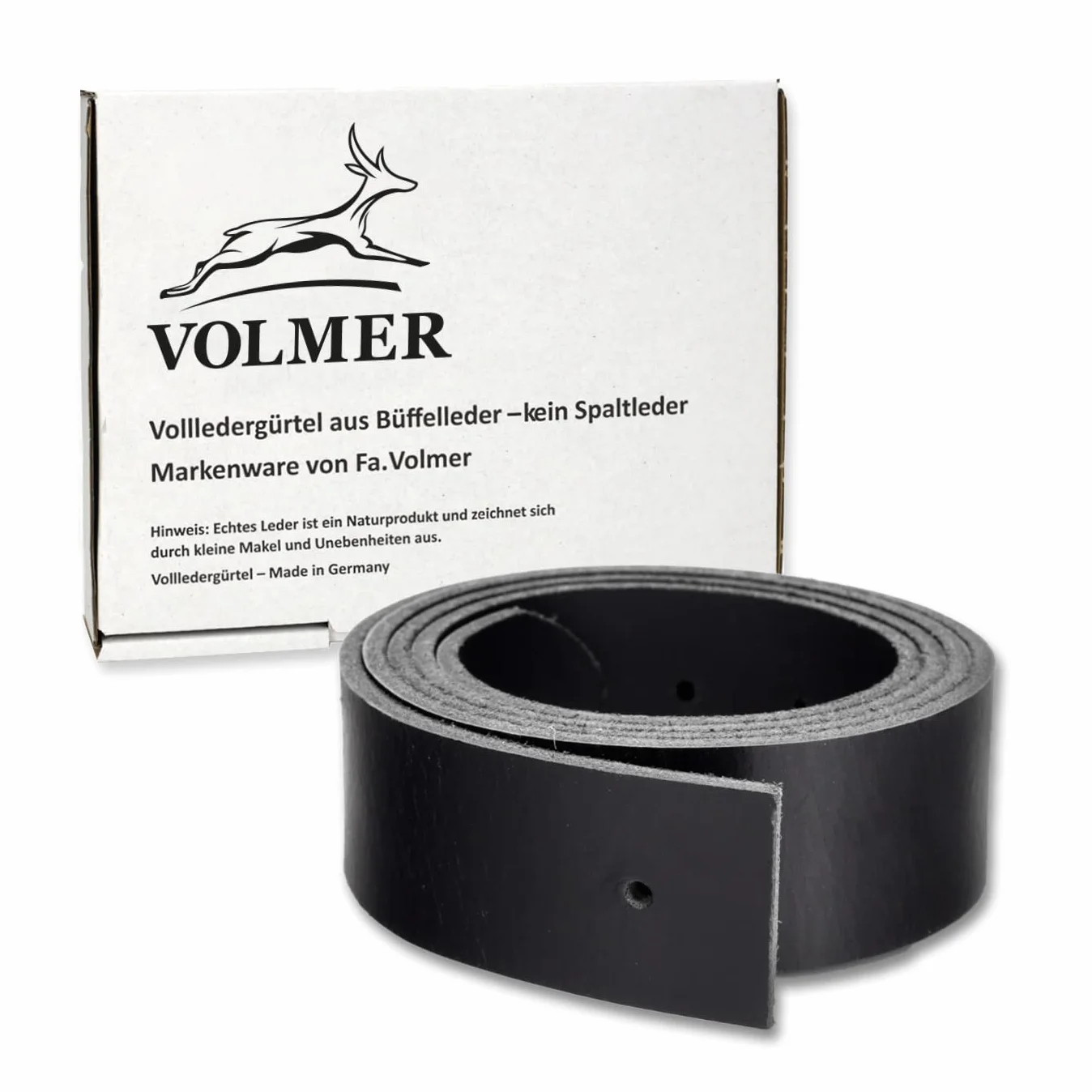 Fa.Volmer ® Pasek do paska jako zamiennik paska czarny męski pasek skórzany 3,8 cm typ #10125, czarny, 135 cm länge