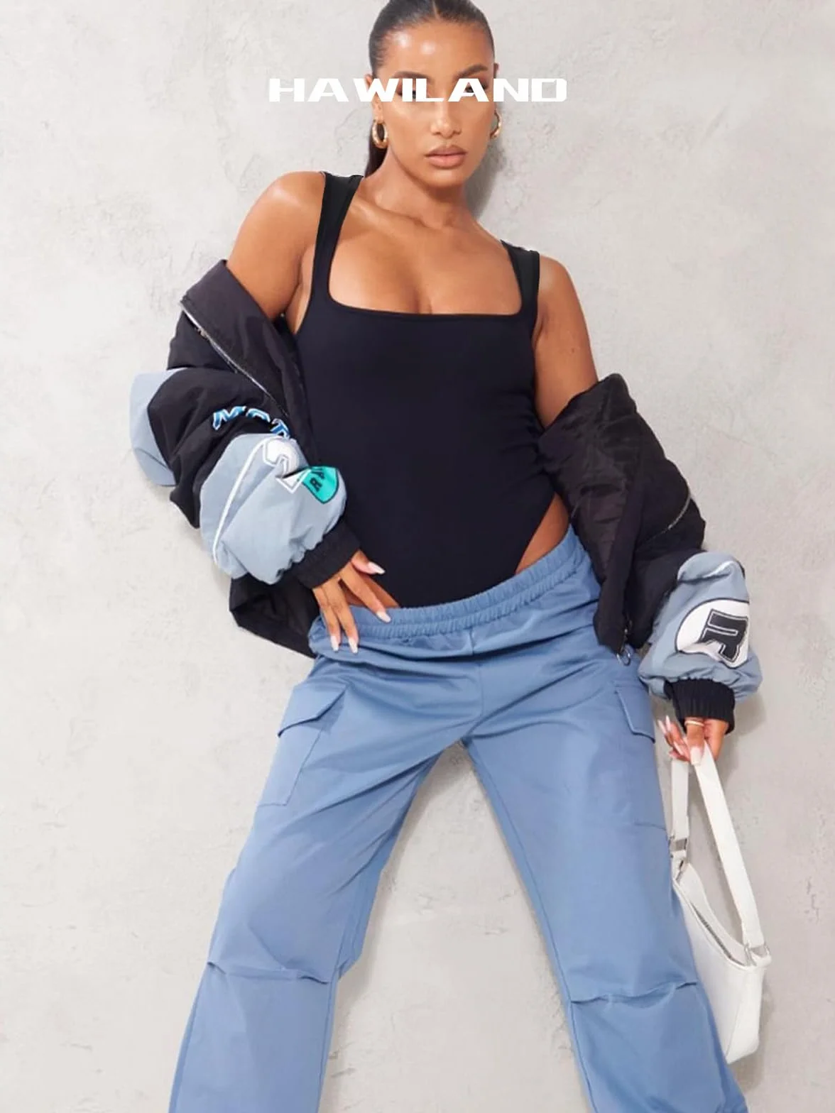 HAWILAND Body damskie, eleganckie, bez rękawów, kwadratowy dekolt, damskie body na lato, seksowny, nieprzezroczysty top