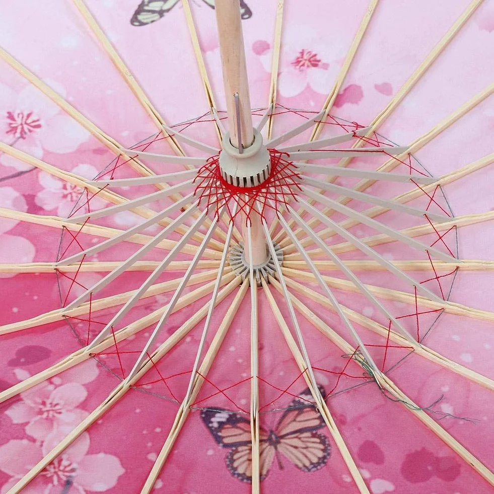 Olejowany papierowy parasol damski ręcznie robiony olejowany papierowy parasol wiatroodporny chiński klasyczny parasol taneczny (różowy)