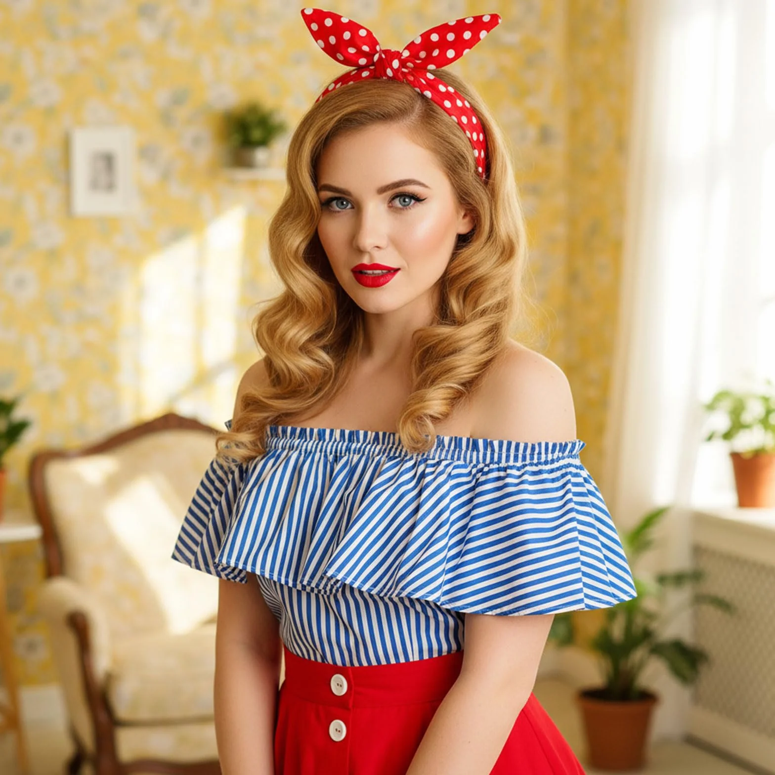 Okrągłe opaski do włosów w stylu lat 50. XX wieku, 2 sztuki