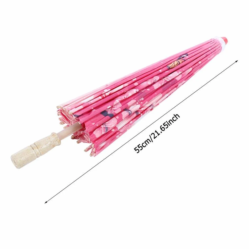 Olejowany papierowy parasol damski ręcznie robiony olejowany papierowy parasol wiatroodporny chiński klasyczny parasol taneczny (różowy)