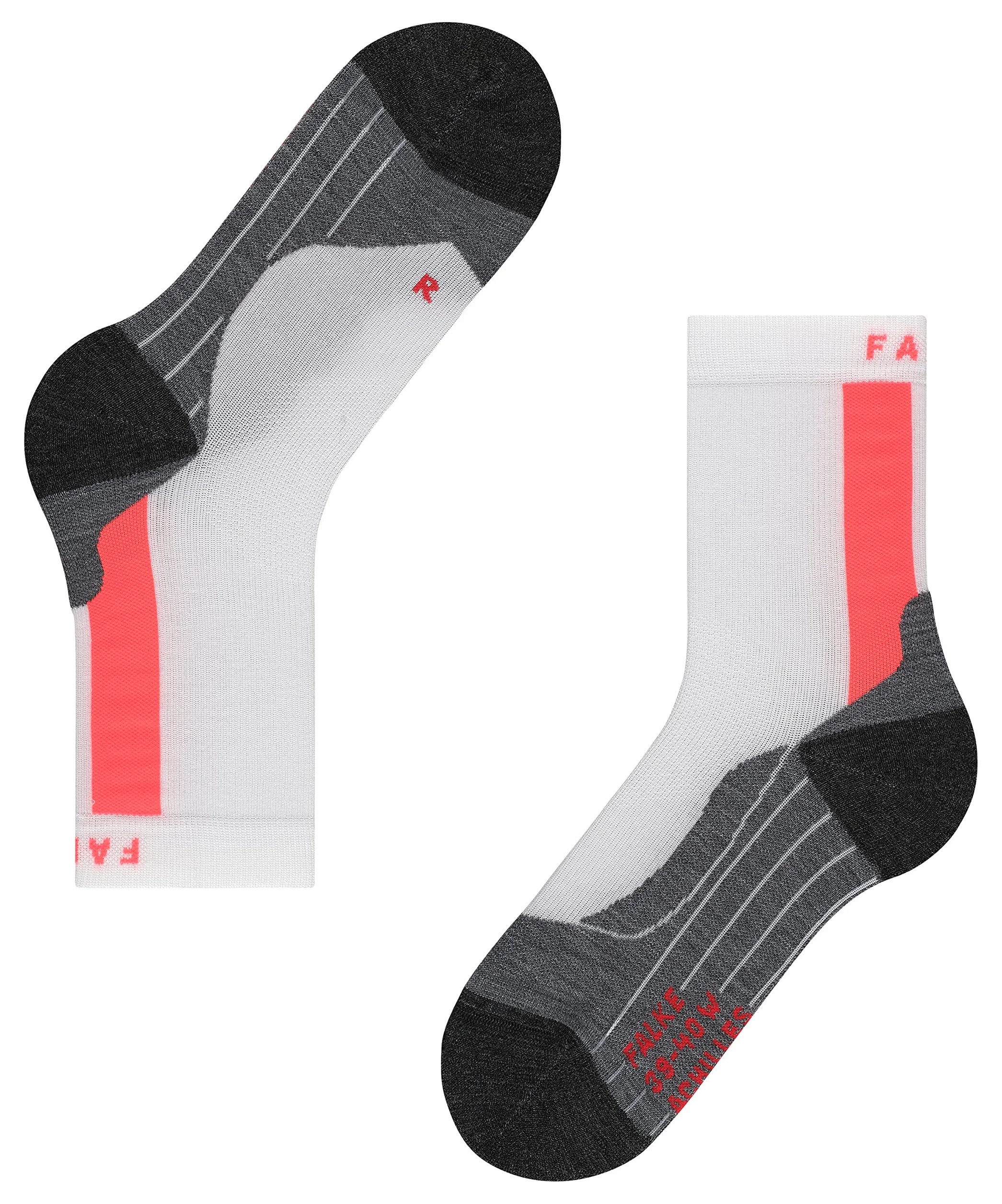 FALKE Kobiety Skarpety do biegania Achilles W So Oddychający I Szybkoschnący chroni ścięgno achillesa 1 Para, Biały White-Red 2028, 37-38
