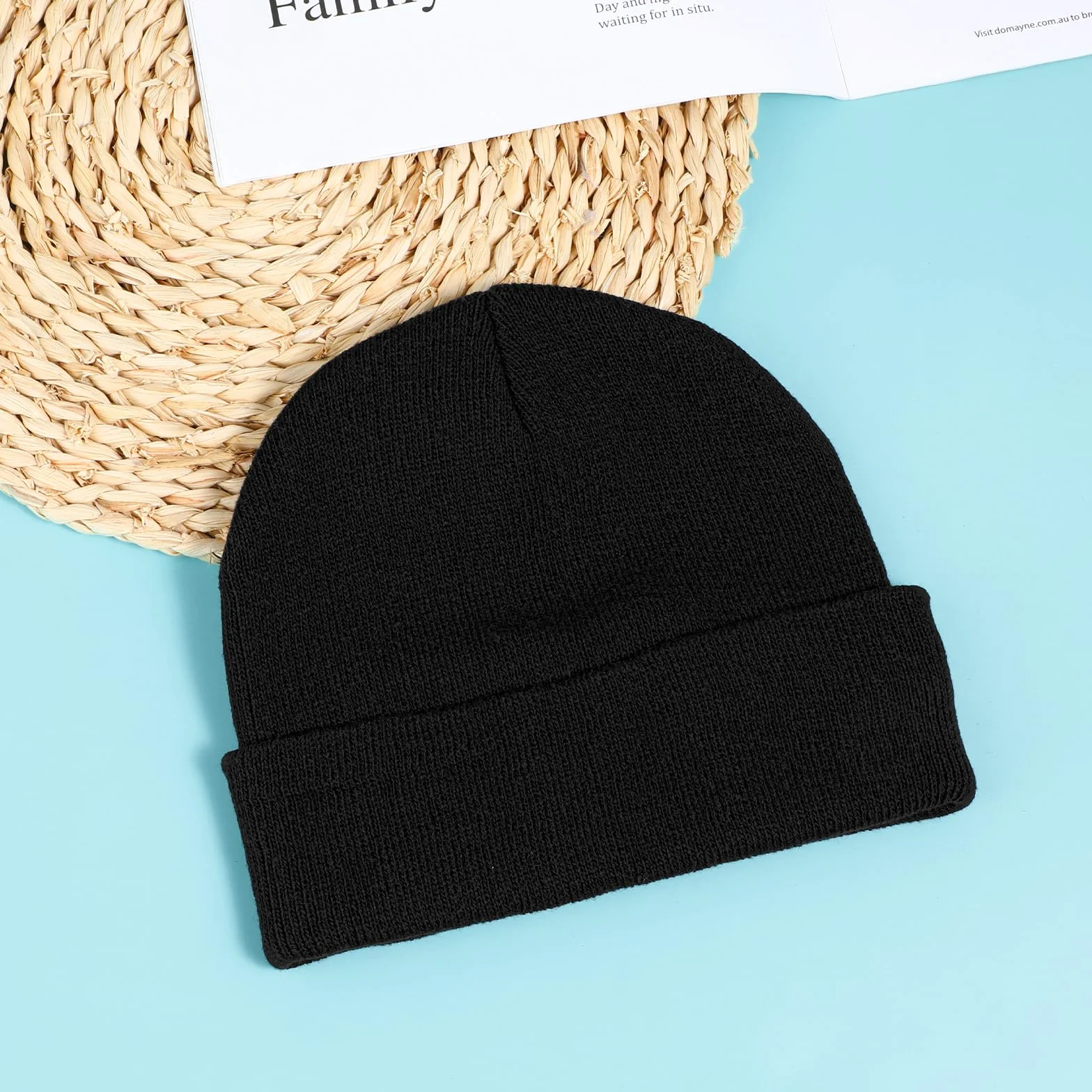 COMNICO dzianinowa czapka, 1 szt. Zimowe czapki unisex miękka lekka wiatroszczelna czapka z daszkiem rybaka ciepła ciasna czapka czapka na głowę z daszkiem do kompresji dla mężczyzn kobiet czarna