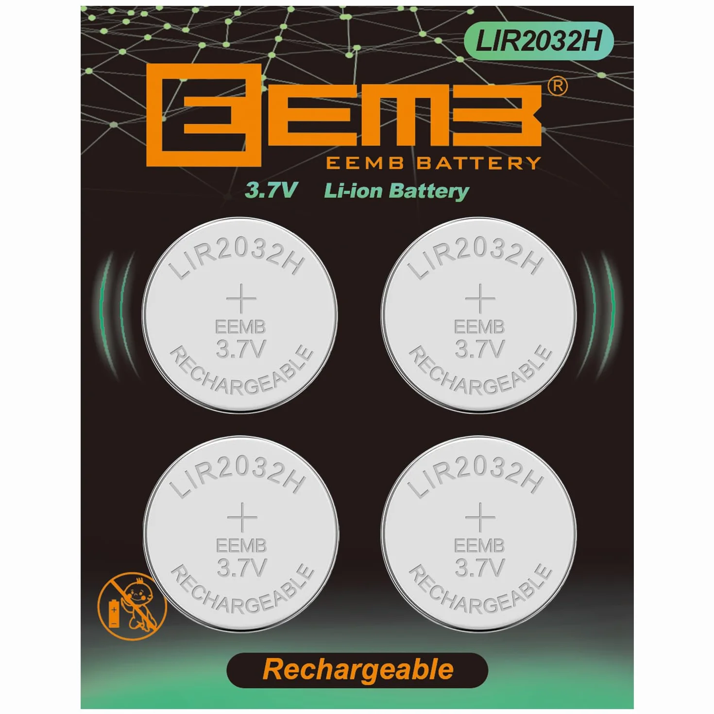 4PCS EEMB LIR2032H Akumulator 3.7V Akumulator Litowo-jonowy Przycisk Cell Baterie 70mAh