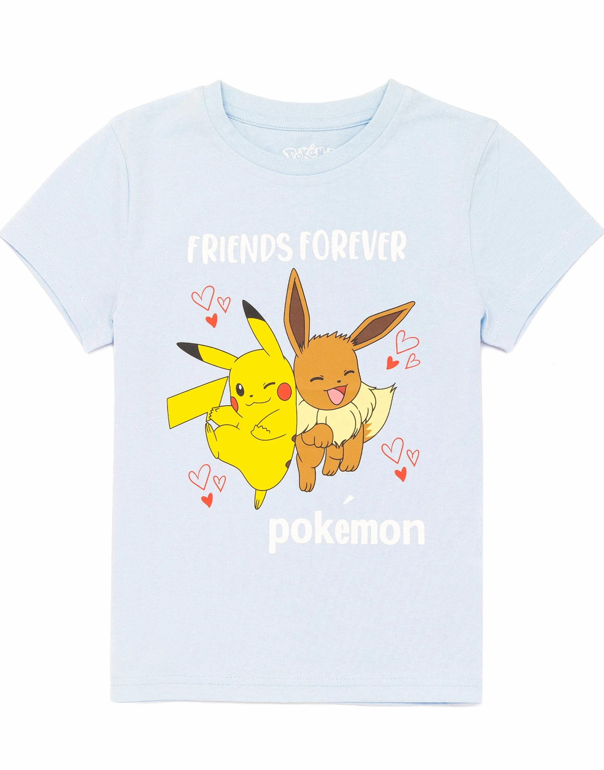 Pokemon T-shirt Koszulka Dziewczęca Pikachu Eevee Przyjaciele Gra Niebieski Top