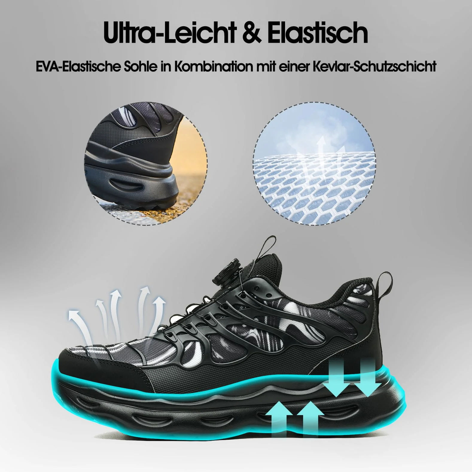 Nowe Męskie Buty Bezpieczeństwa S3 z Obrotowym Zapięciem – Lekkie, Antypoślizgowe, Ochrona przed Uderzeniami i Przebiciami Black 44