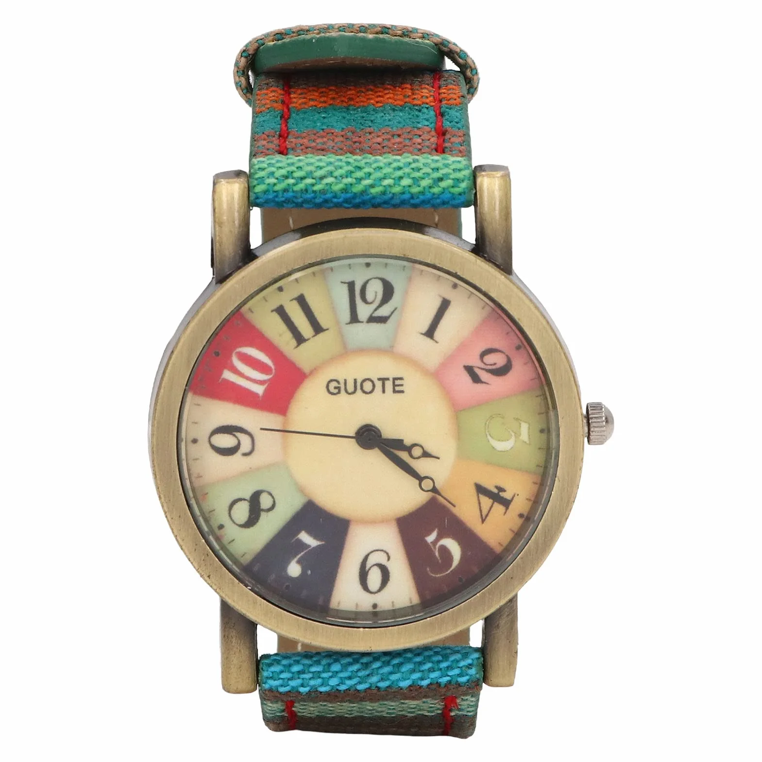 Yosoo Hippie Chic Zegarki, Boho damski zegarek z motywem tęczowym Multicolor Tęczy Łatwy do odczytu zegarek z dużymi liczbami Czech Zegarki z PU skórzany pasek dla