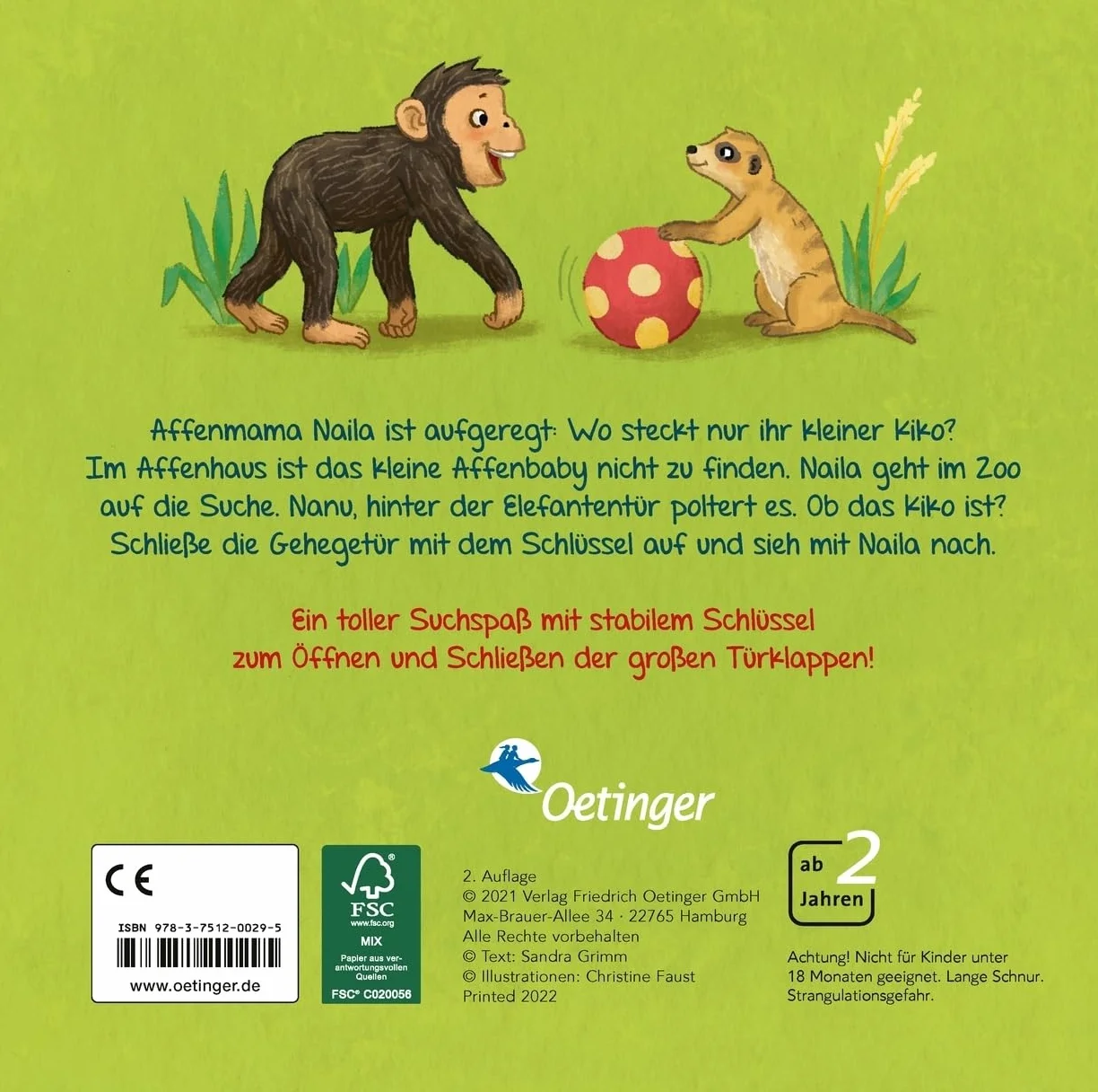 Mein erstes Schlüsselbuch. Wo ist das kleine Affenbaby?: Spielbuch mit Schlüssel und Türklappen zum Öffnen für Kinder ab 2 Jahren