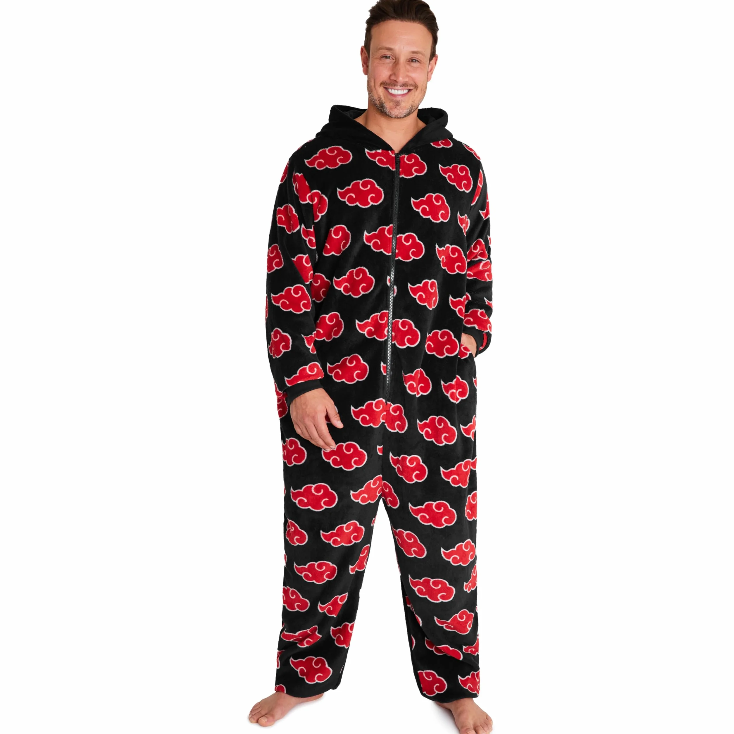 Naruto Męski jednoczęściowy (3XL, czarny/czerwony)