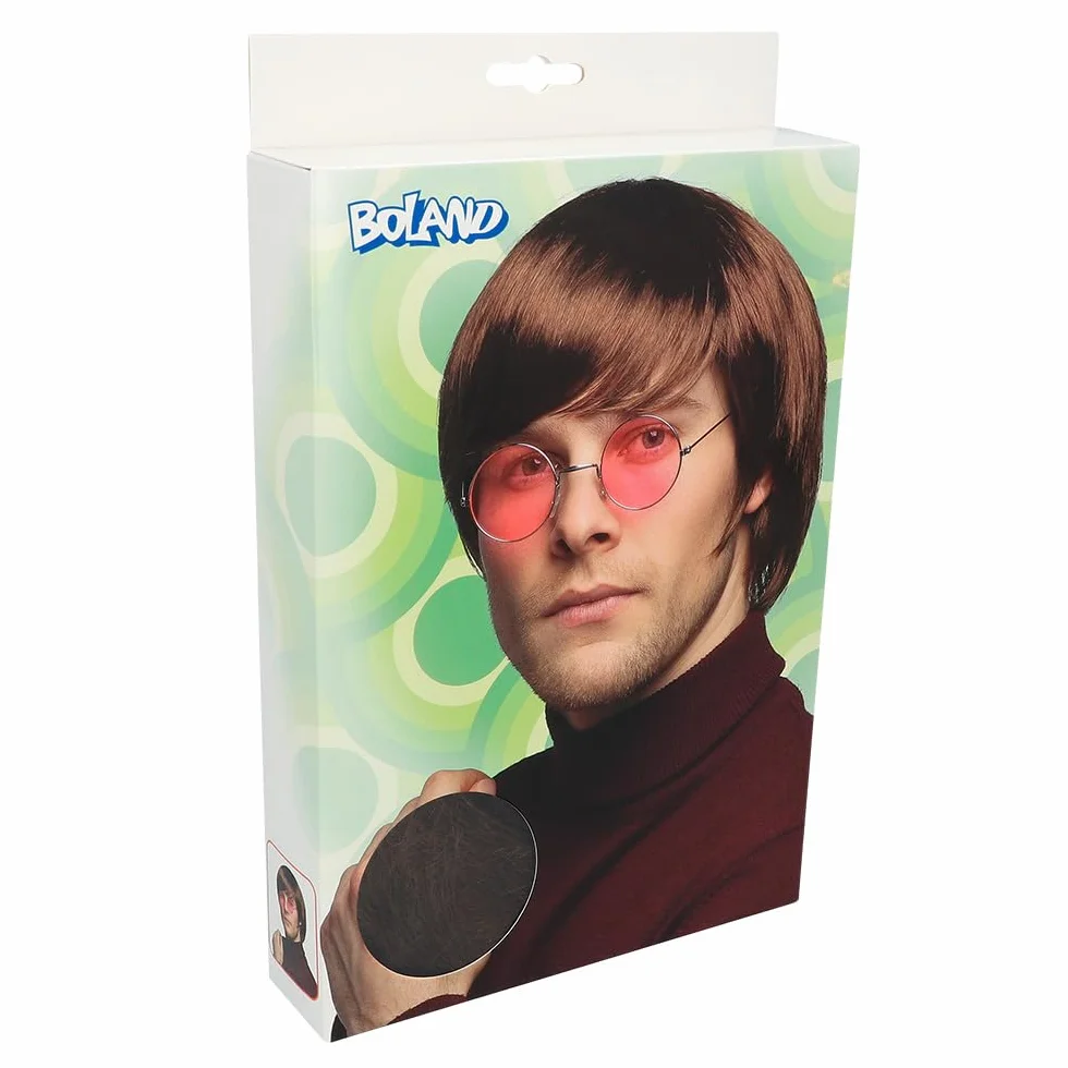 Boland 85811 - John Brown Peruka Krótkie Włosy Syntetyczne Dorosły Mężczyzna Akcesoria Kostium Hippie Flower Power 60 70 Lennon Popstar Impreza tematyczna karnawał