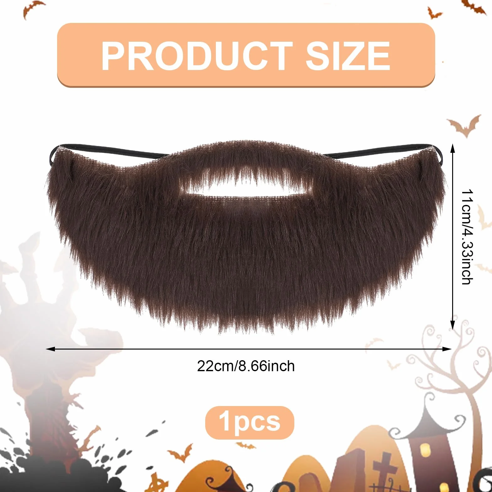 Fałszywa broda, zabawna broda, realistyczna broda na twarz dla mężczyzn i kobiet, Halloween, Boże Narodzenie, impreza, akcesoria Cosplay, brązowy, 22 x 11 cm