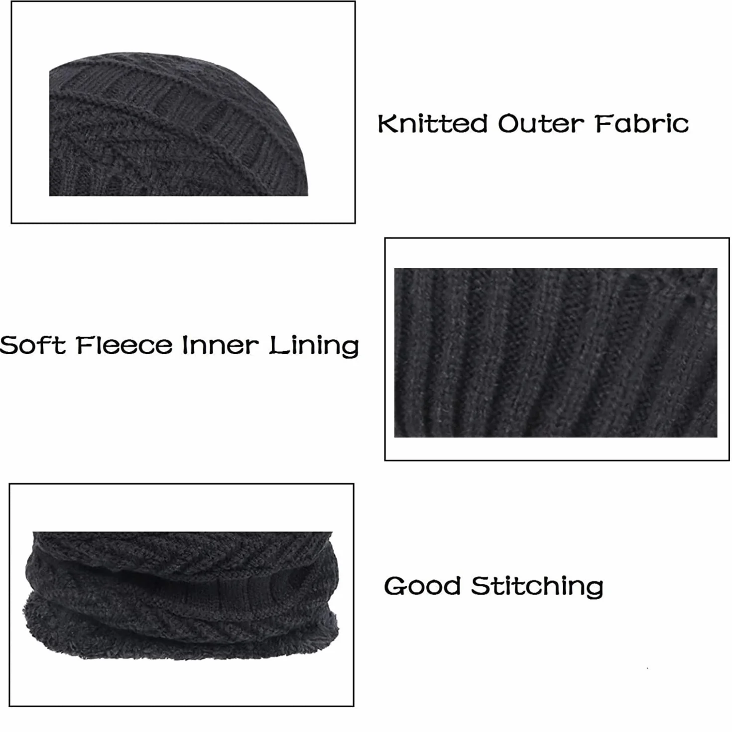 Chalier Cozy Męski zestaw czapek i szalików, męska czapka Slouch Beanie Hick polarowa czapka zimowa i szalik dla mężczyzn kobiet prezenty czarna, Czarny, Rozmiar uniwersalny