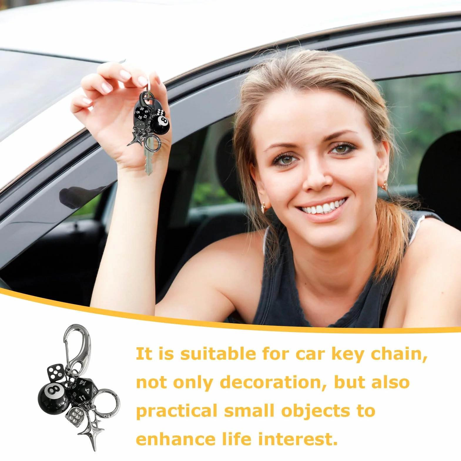 Dice Bag Charm, Cute Retro Pendant, Metal Dice Design with Multipurpose Keyrings Accessories and Fashion Ornaments, (1 Piece, Silver), Perfect for Personalizing Backpacks, Purses