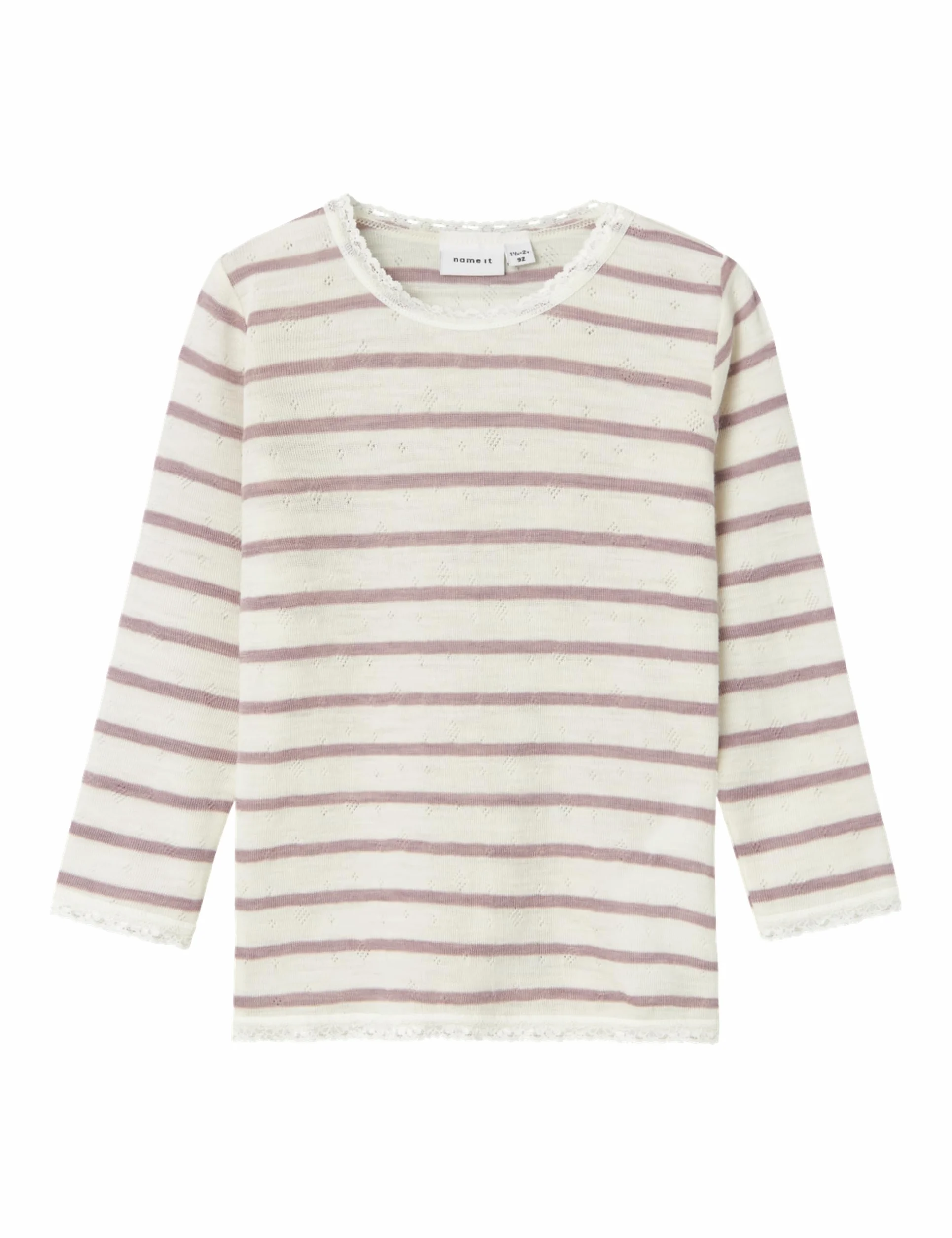Nmfwang Wool Needle Ls Top Noos, biały, 104 cm