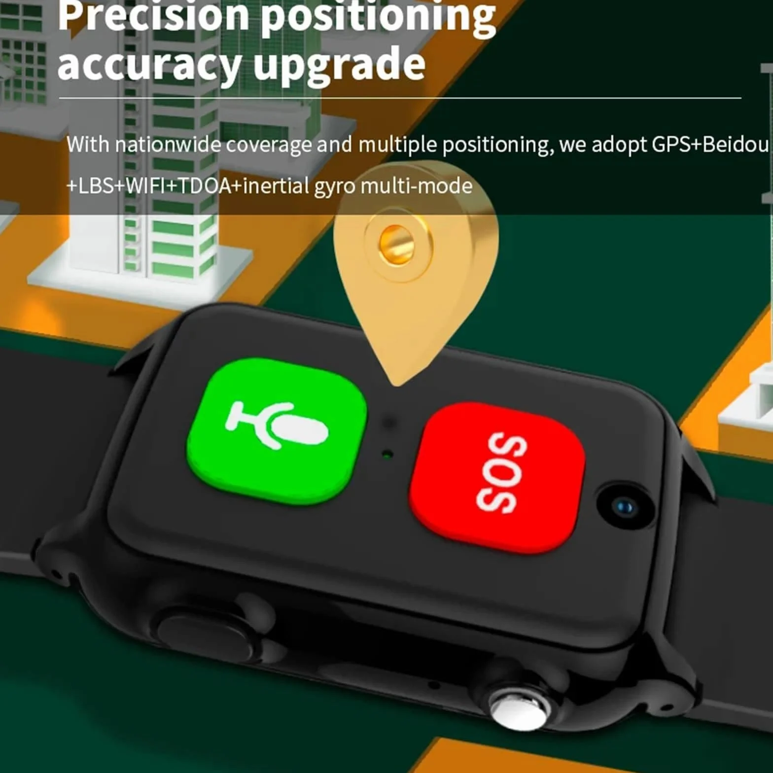 Opaska SOS Dla Seniorów Z Wykrywaniem Upadków, Śledzeniem GPS 4G, Połączeniami Wideo | Asystentem Głosowym Ai | Długim Czasem Pracy Na Baterii, Świetnym Prezentem Dla Seniorów Black