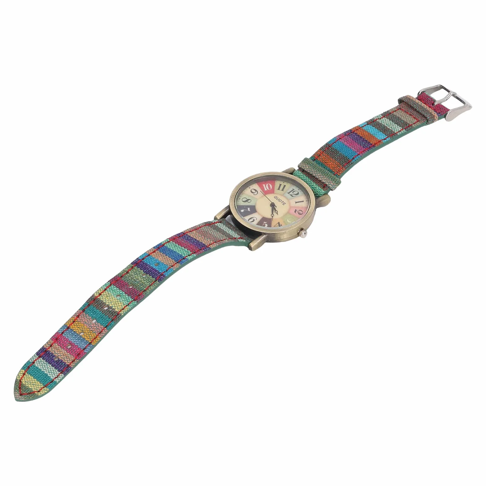 Yosoo Hippie Chic Zegarki, Boho damski zegarek z motywem tęczowym Multicolor Tęczy Łatwy do odczytu zegarek z dużymi liczbami Czech Zegarki z PU skórzany pasek dla