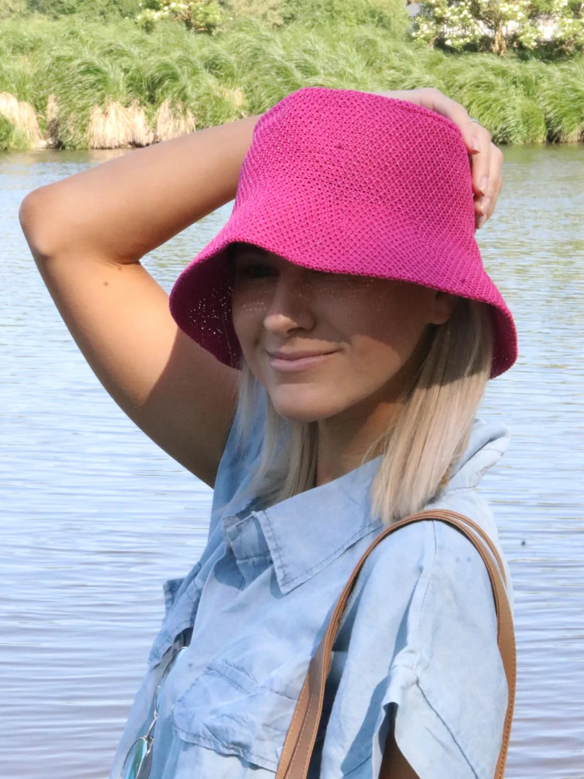 styleBREAKER Damski kapelusz rybacki z przewiewnej słomy papierowej, składany kapelusz do zgniatania, kapelusz przeciwsłoneczny, kapelusz bucket hat 04025032
