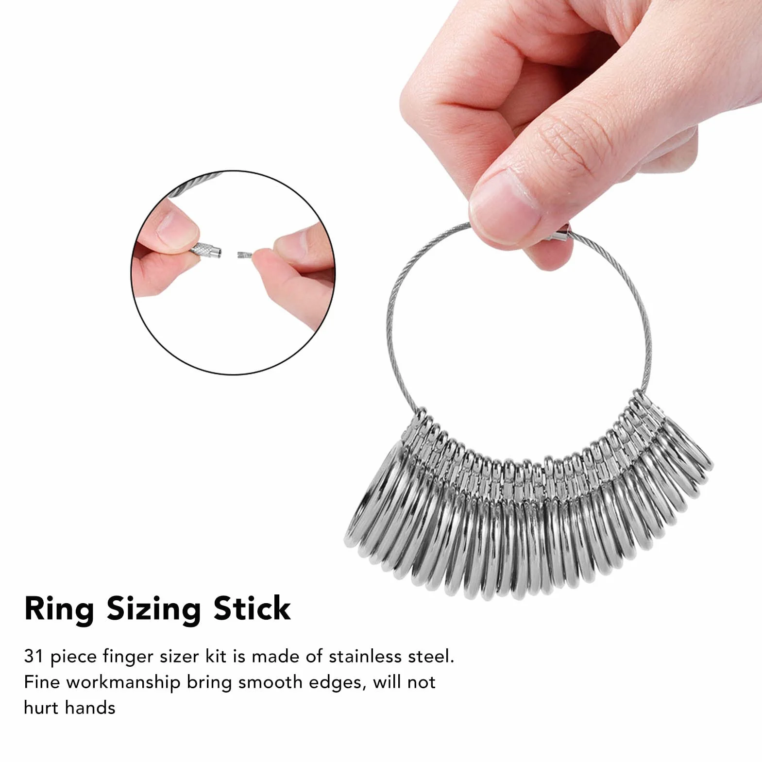 Ring Sizer Narzędzie Pomiarowe Stalowy Ring Finger Sizer z Młotkiem do Wyrobu Biżuterii